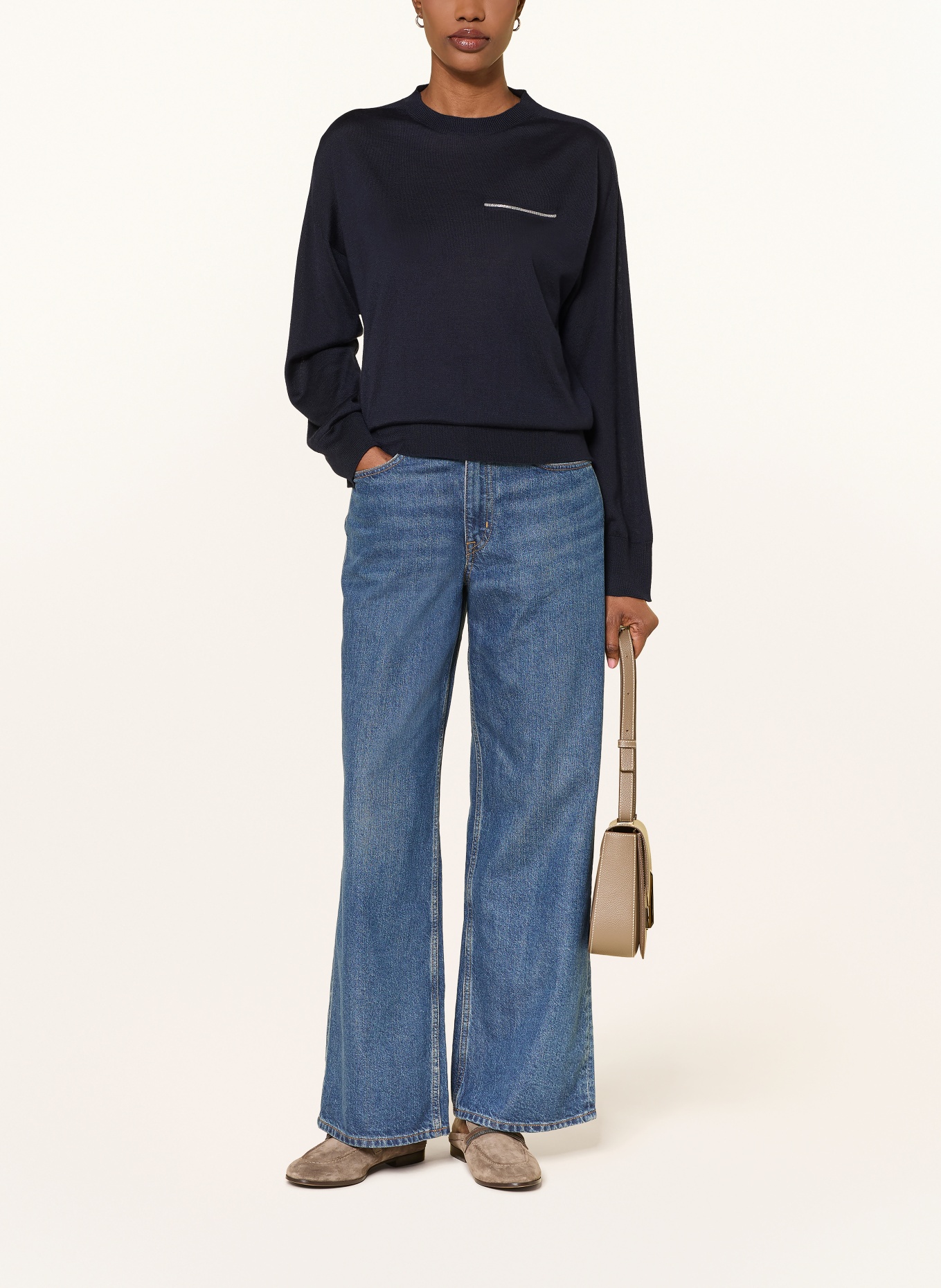 PESERICO Pullover mit Cashmere und Seide: DUNKELBLAU