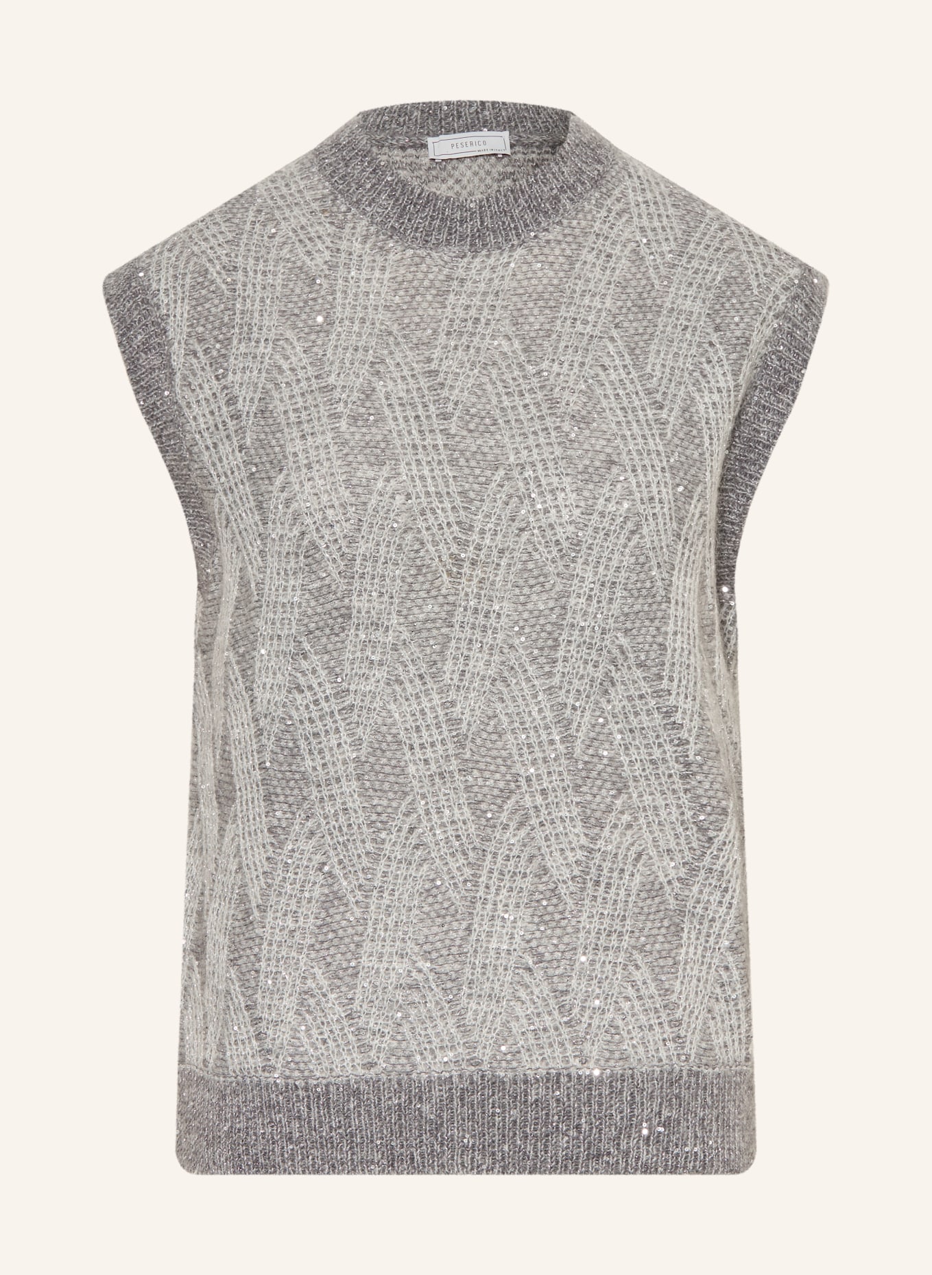 PESERICO Pullunder mit Glitzergarn und Pailletten: GRAU / ECRU
