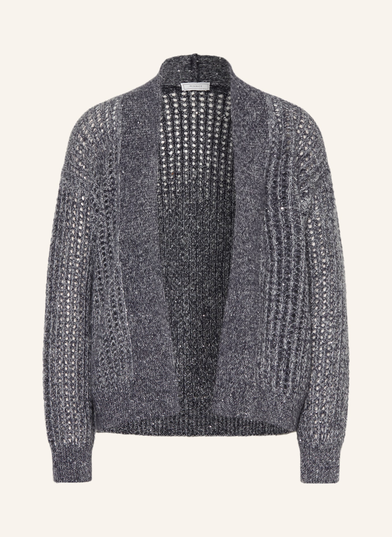 PESERICO Strickhülle mit Glitzergarn und Pailletten: DUNKELBLAU / GRAU