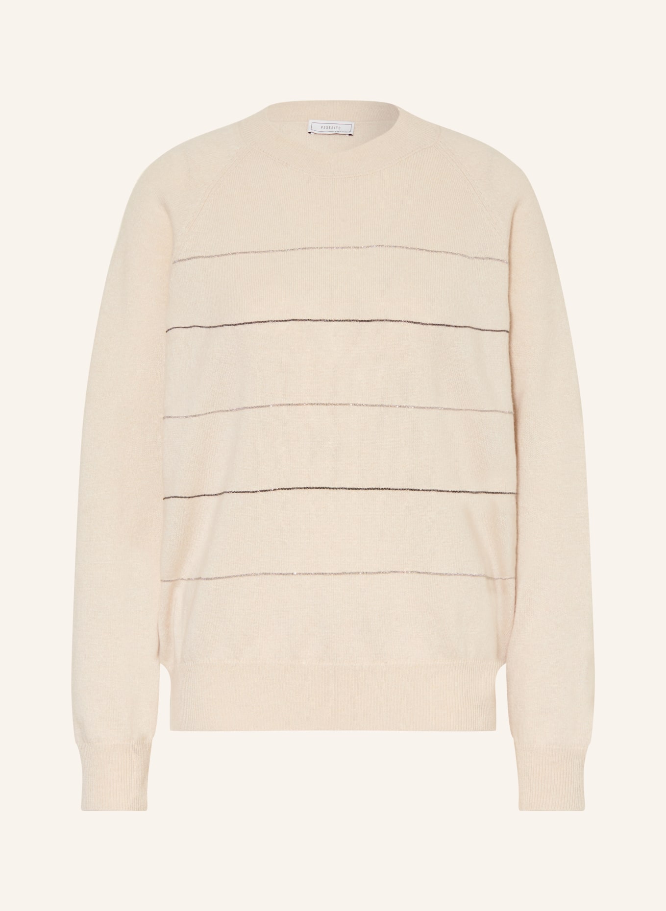 PESERICO Trui met zijde en sierstenen: ECRU / ZILVER / TAUPE