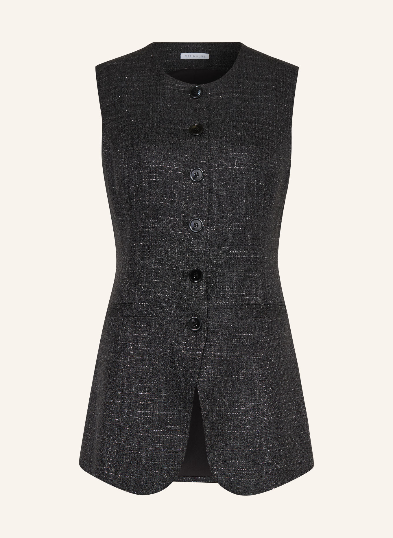 MRS & HUGS Tweed-vest med glimmertråd: MØRKEGRÅ / SØLV