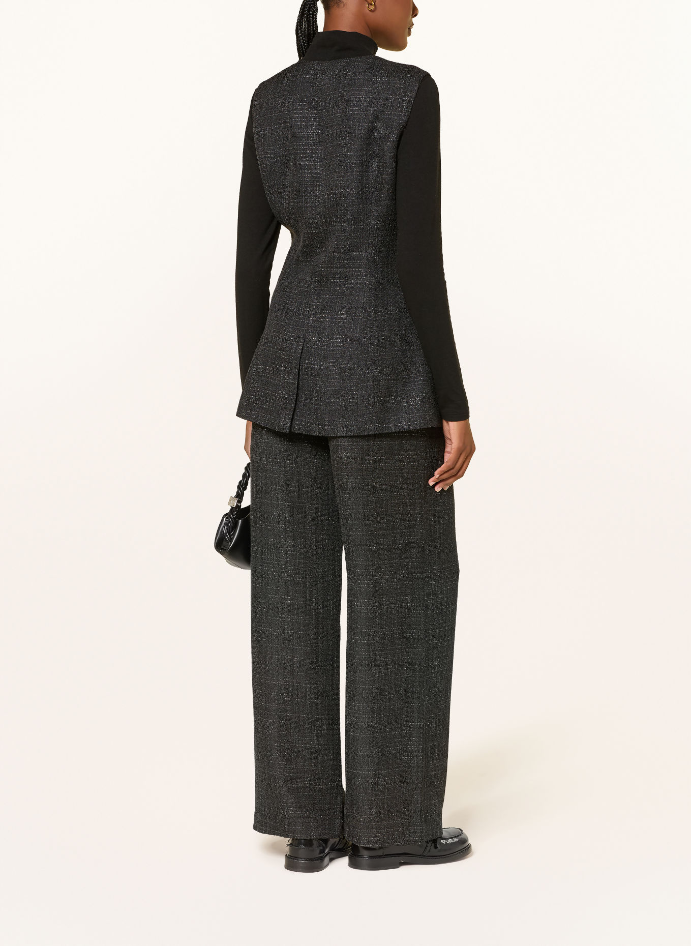 MRS & HUGS Tweed-vest med glimmertråd: MØRKEGRÅ / SØLV