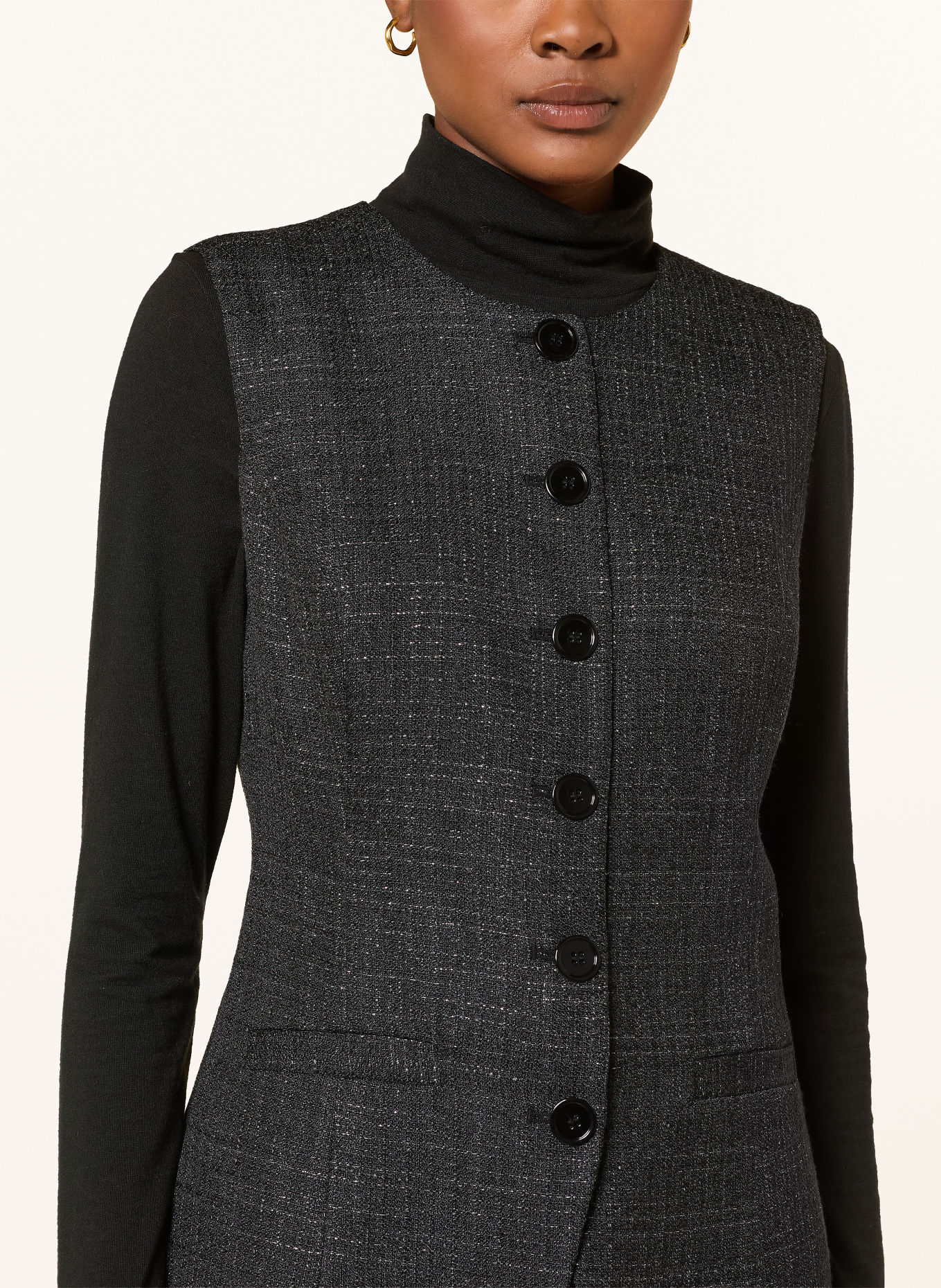 MRS & HUGS Tweed-vest med glimmertråd: MØRKEGRÅ / SØLV