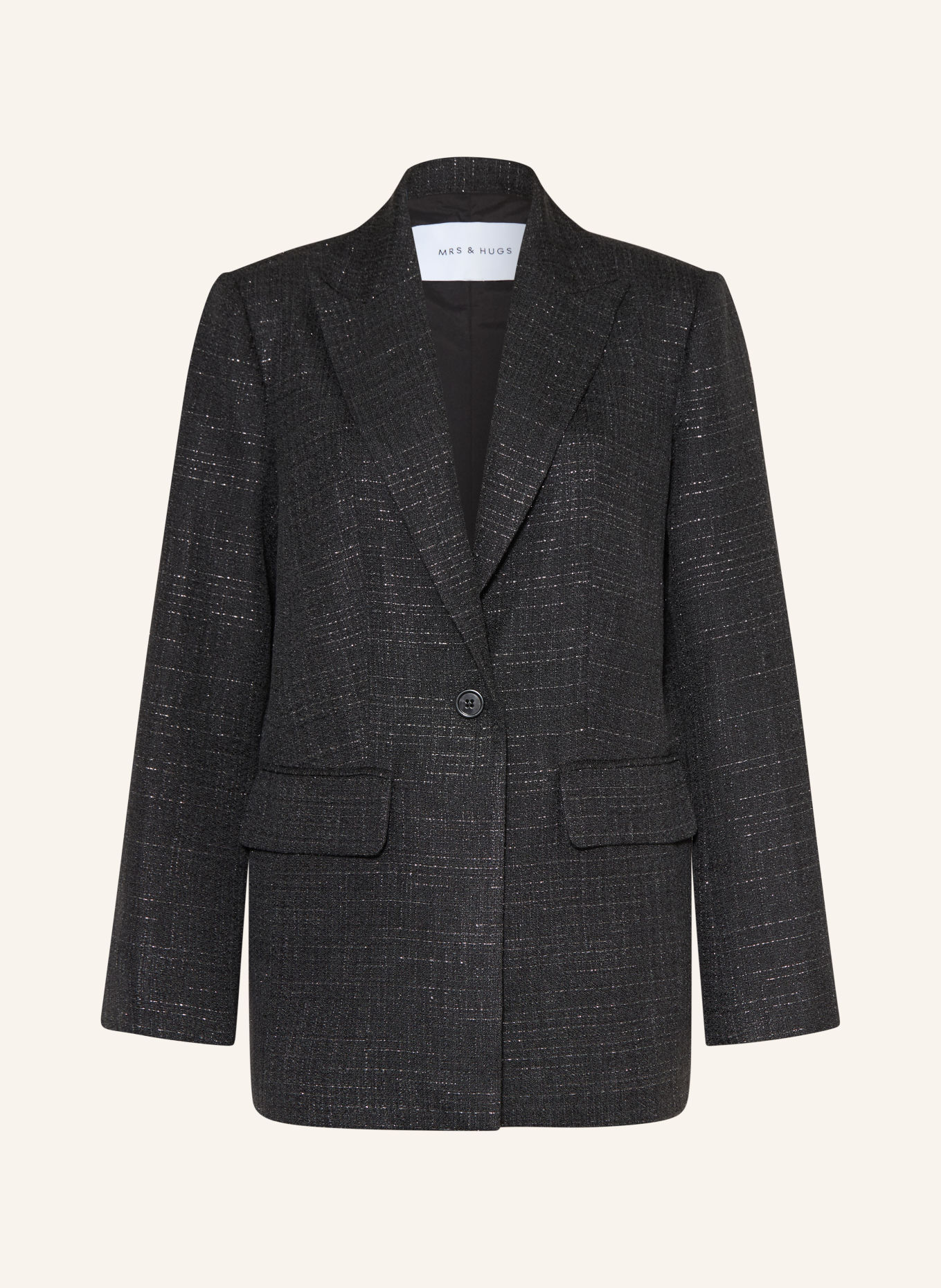 MRS & HUGS Tweed-Blazer: DUNKELGRAU / SILBER