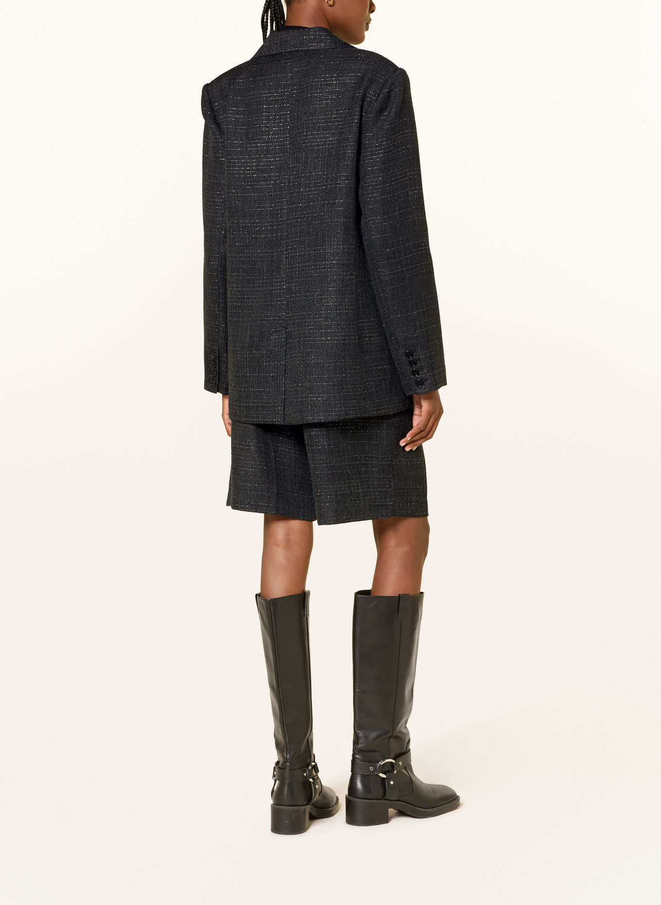 MRS & HUGS Tweed-Blazer: DUNKELGRAU / SILBER