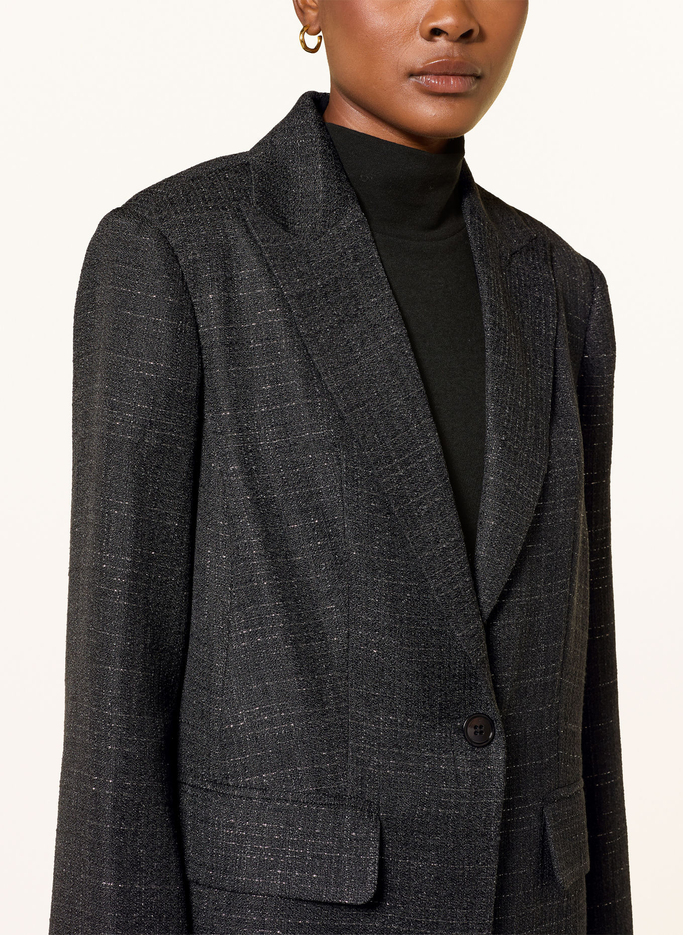 MRS & HUGS Tweed-Blazer: DUNKELGRAU / SILBER