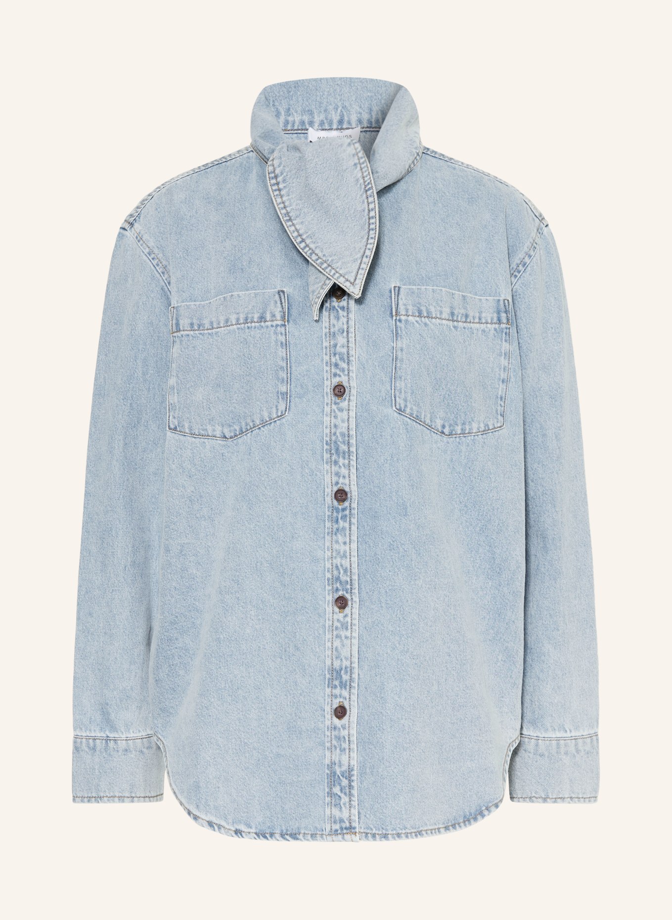 MRS & HUGS Bluză din denim cu fundă: ALBASTRU