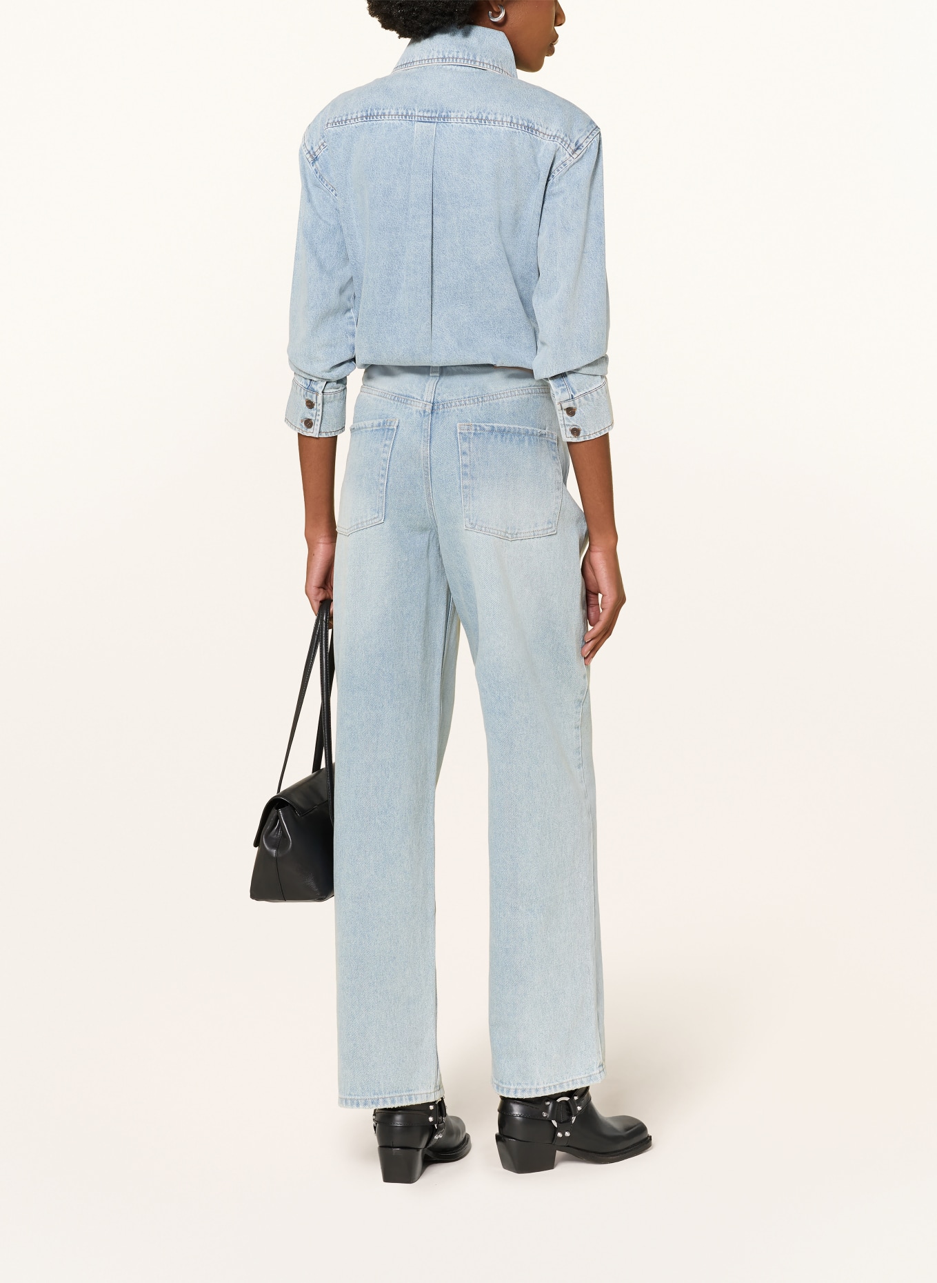 MRS & HUGS Bluză din denim cu fundă: ALBASTRU
