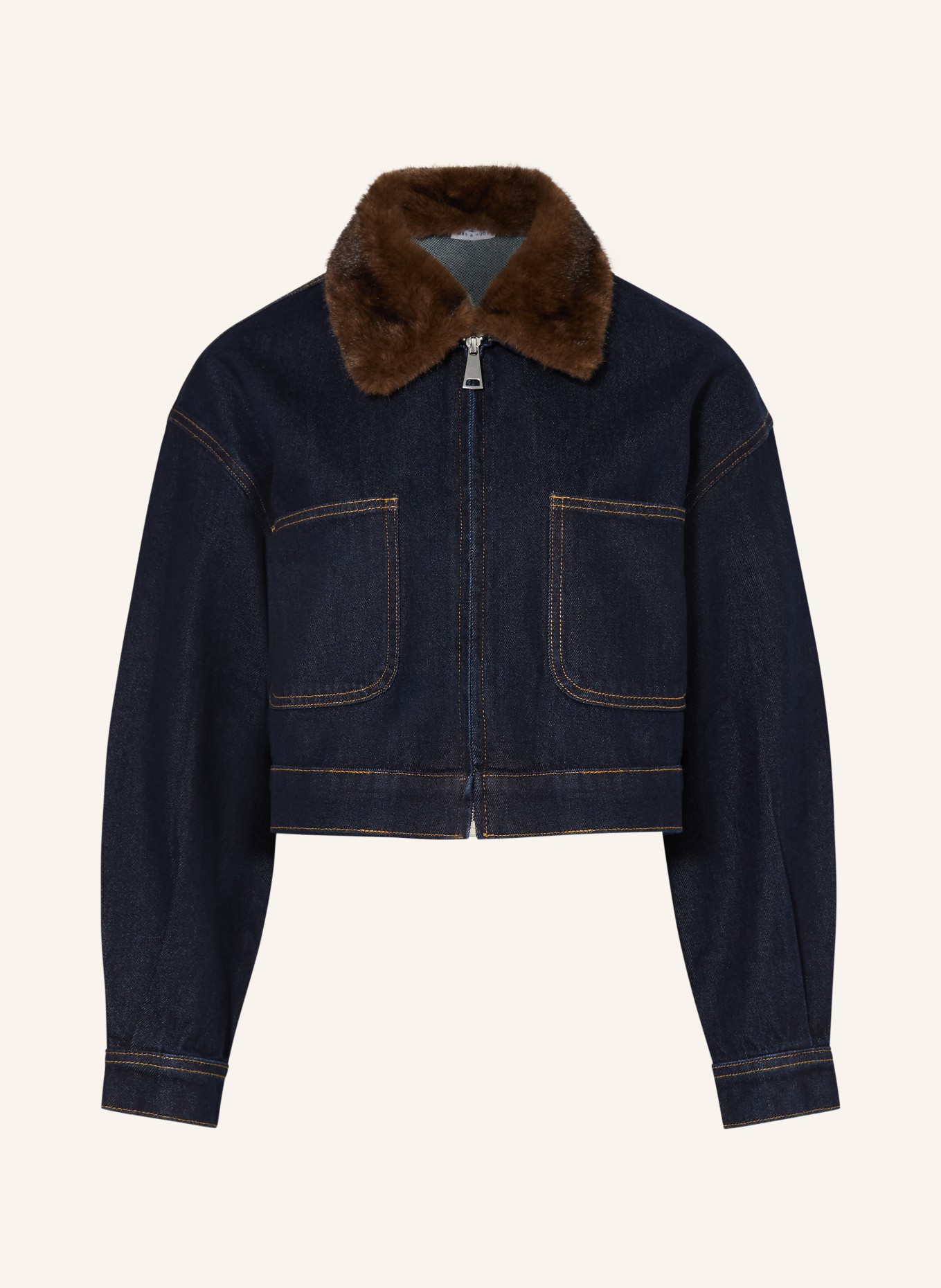 MRS & HUGS Jachetă din denim cu guler detașabil din blană artificială: RAW DENIM
