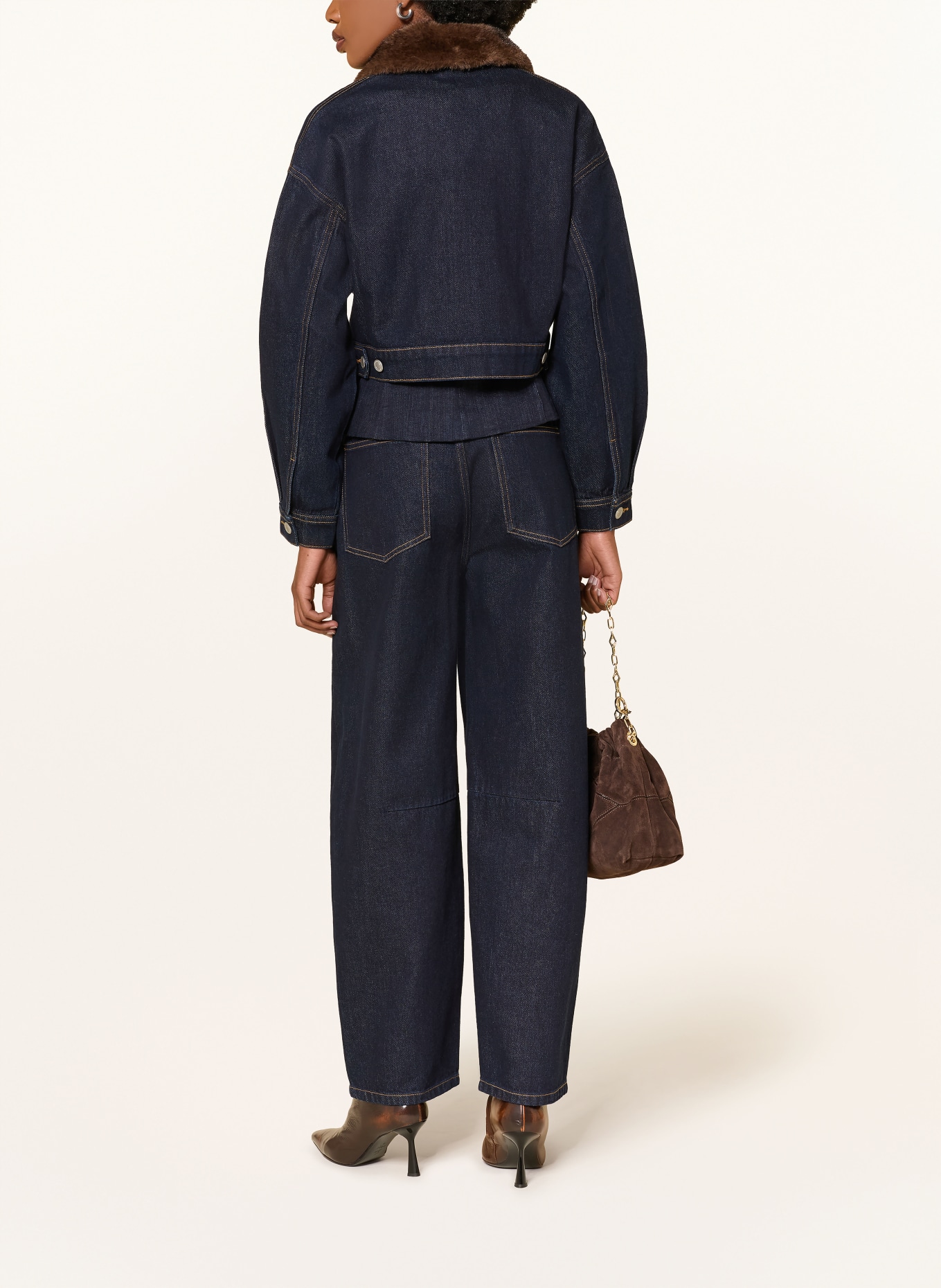 MRS & HUGS Jachetă din denim cu guler detașabil din blană artificială: RAW DENIM