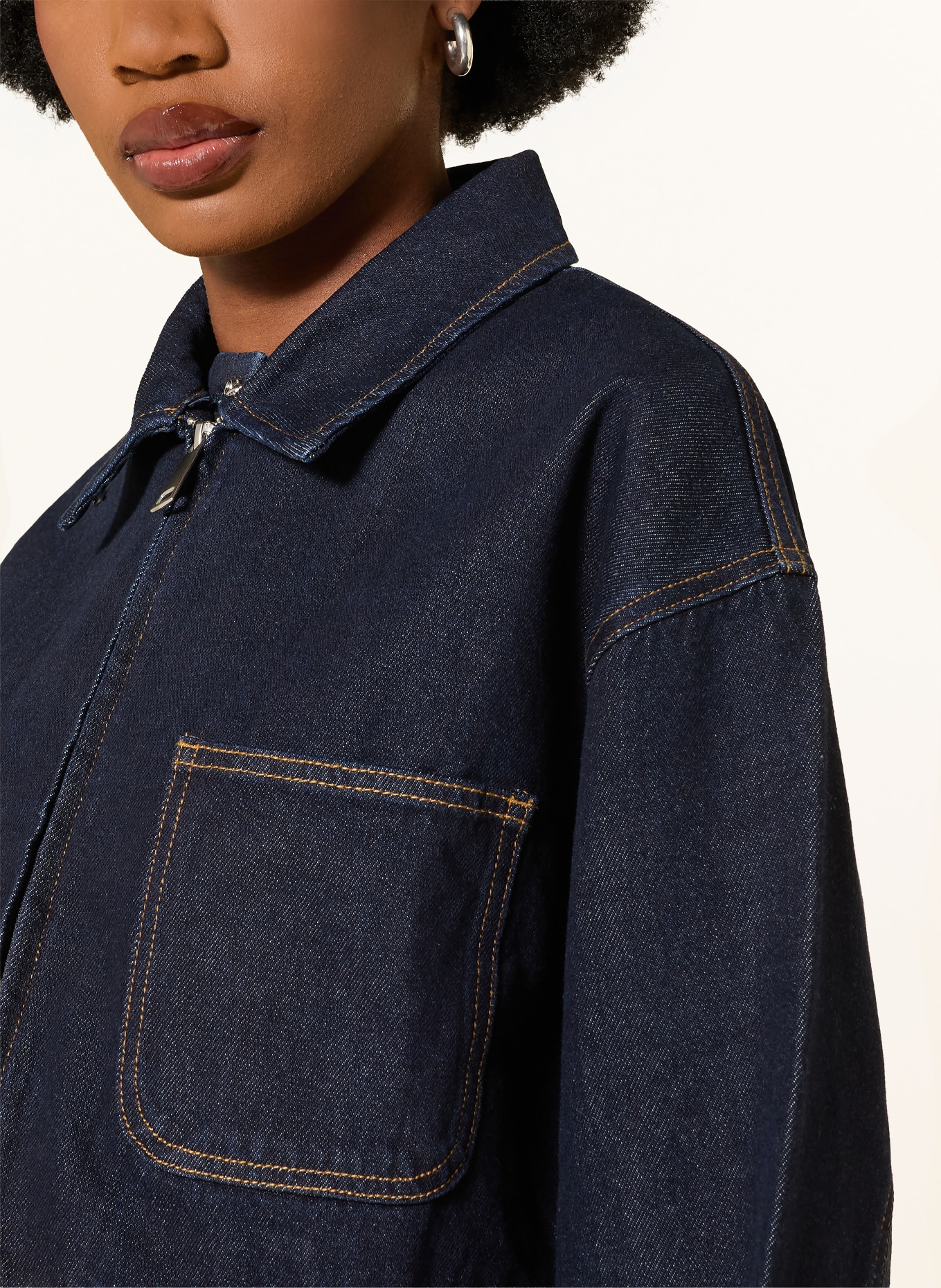 MRS & HUGS Jachetă din denim cu guler detașabil din blană artificială: RAW DENIM