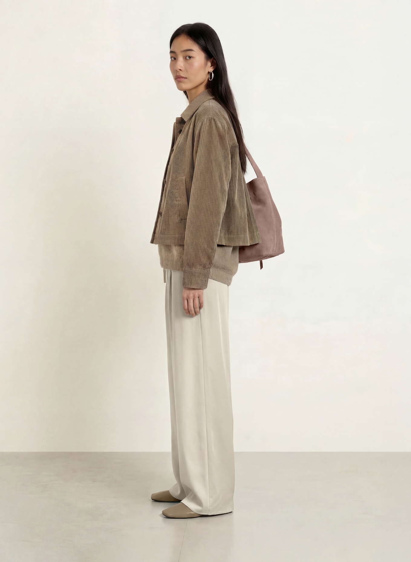 Marc O'Polo Marlene-broek van satijn: BEIGE