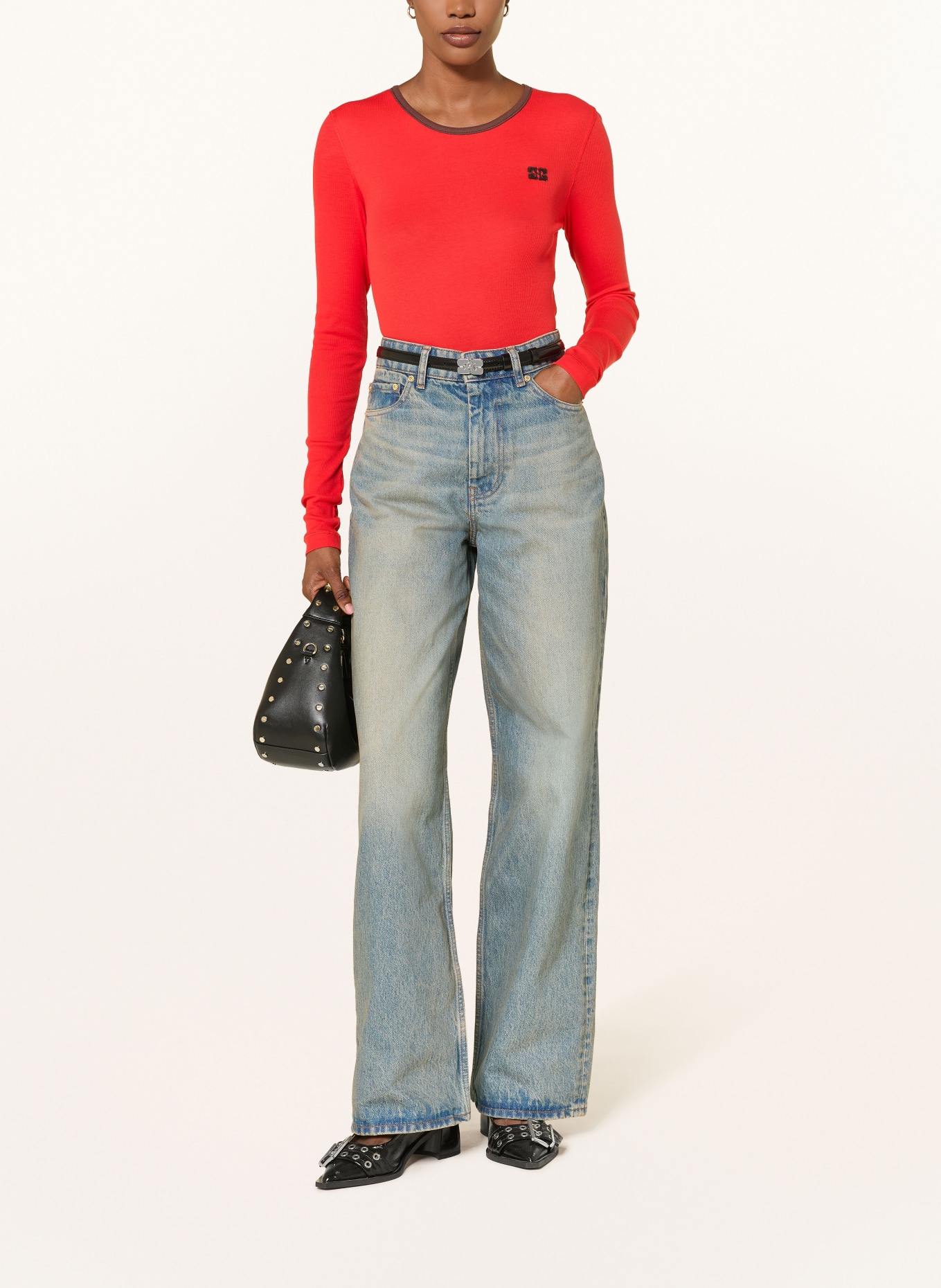GANNI Wide Leg Jeans IZEY: 567 MID BLUE VINTAGE