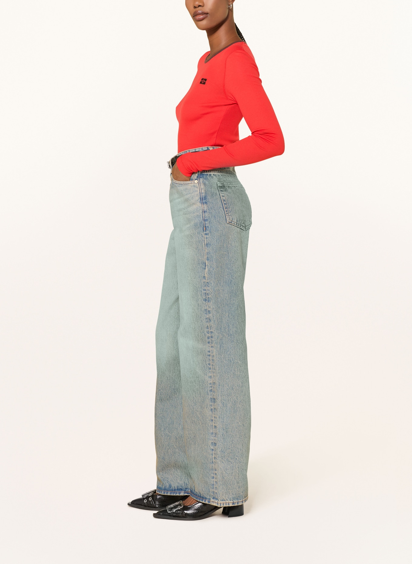 GANNI Wide Leg Jeans IZEY: 567 MID BLUE VINTAGE