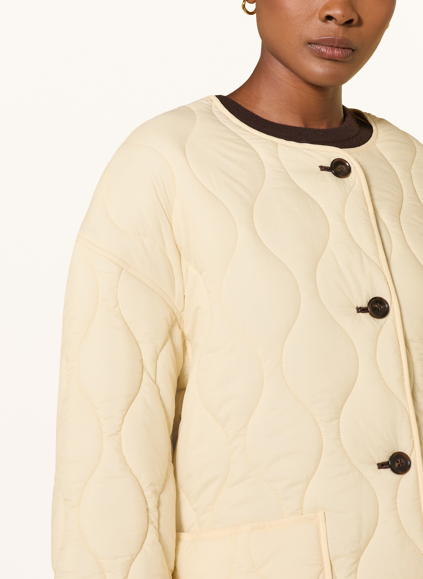 MRS & HUGS Veste matelassée: JAUNE CLAIR / MARRON FONCÉ