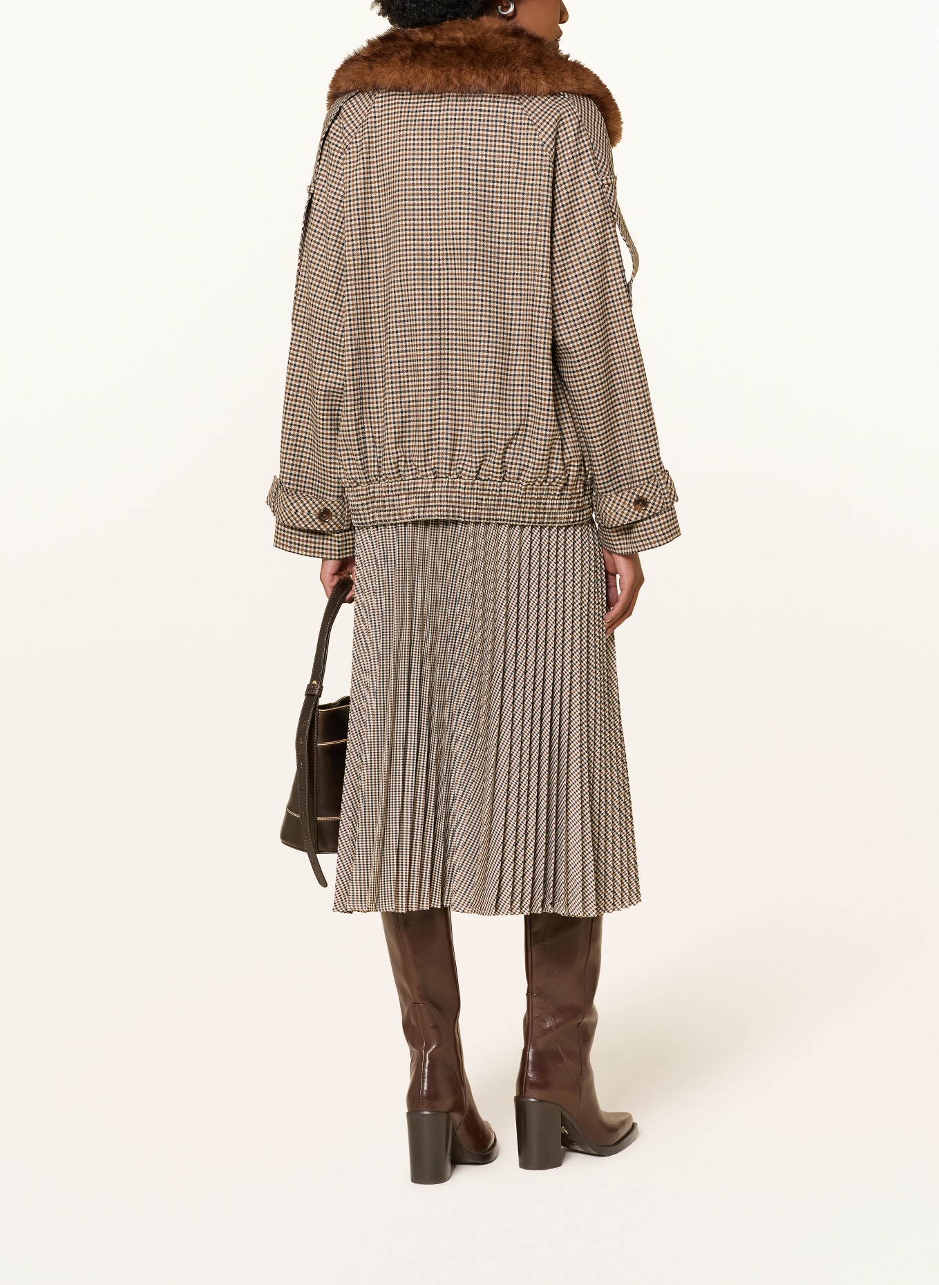 MRS & HUGS Pleated skirt: BROWN / LIGHT BROWN / BLACK