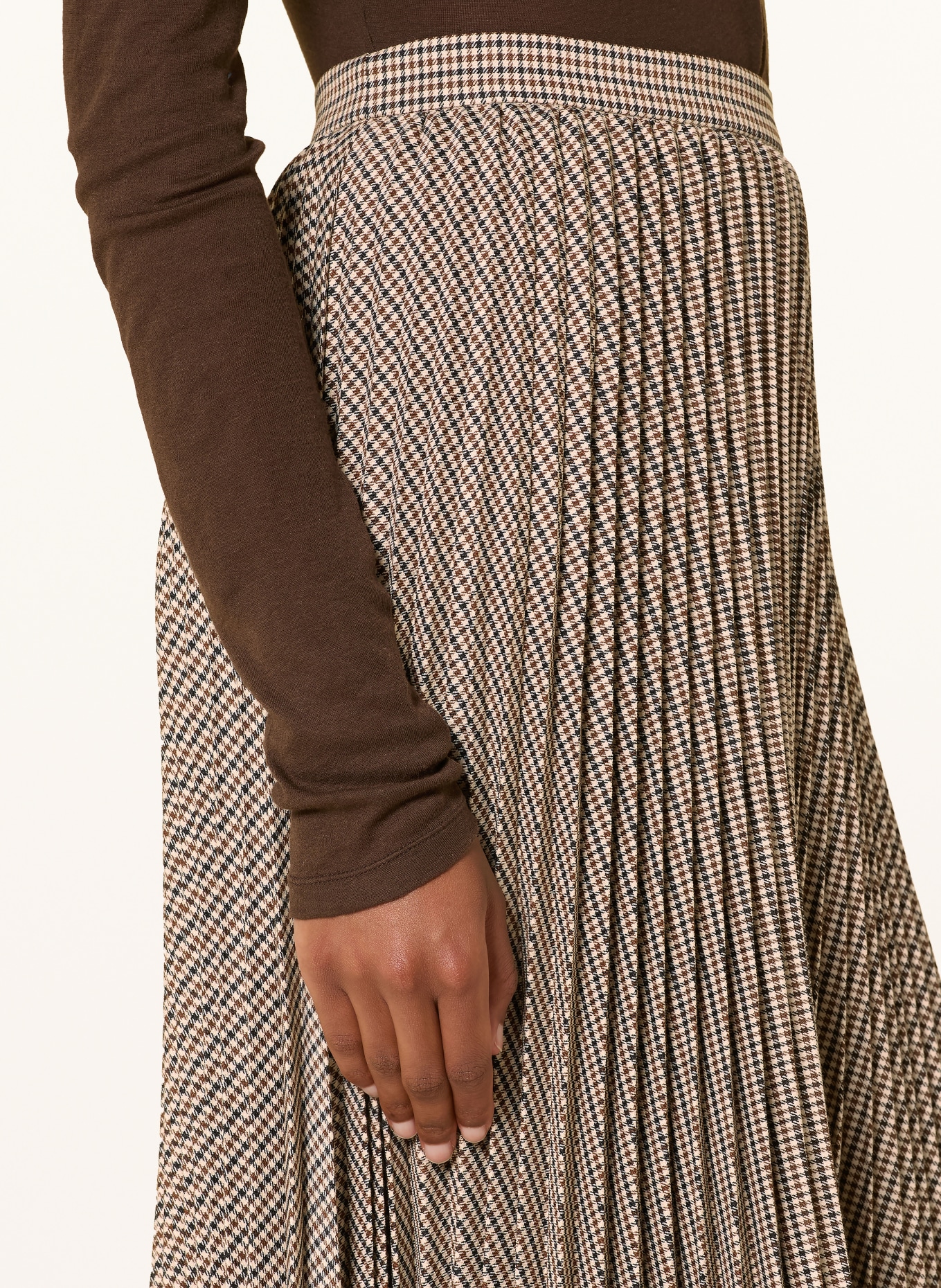 MRS & HUGS Pleated skirt: BROWN / LIGHT BROWN / BLACK