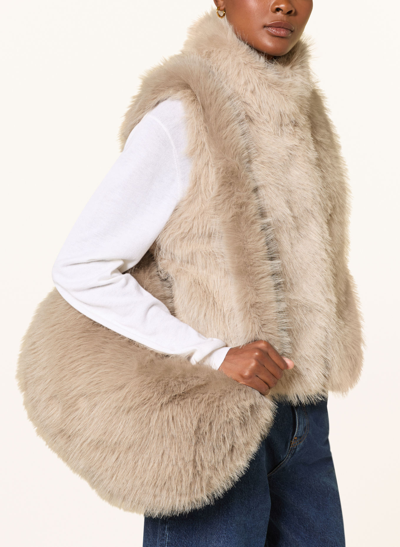 MRS & HUGS Faux fur shoulder bag: CREAM