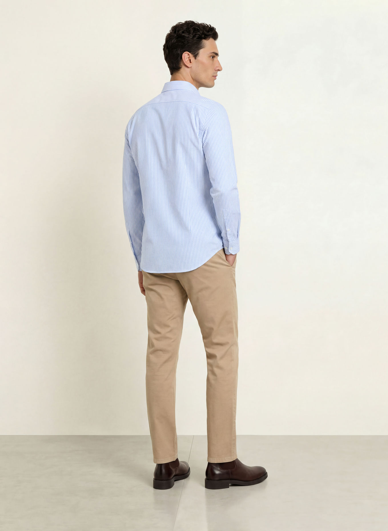 STROKESMAN'S Koszula o kroju slim fit: JASNONIEBIESKI / BIAŁY