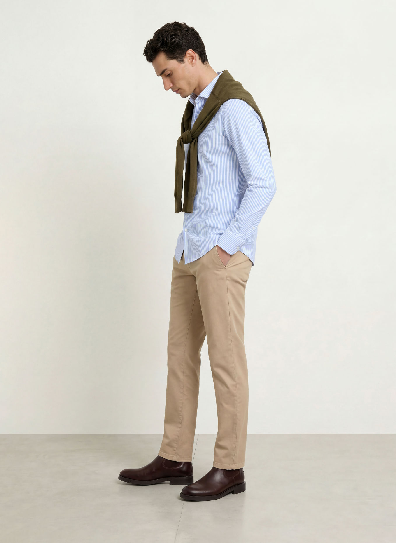STROKESMAN'S Koszula o kroju slim fit: JASNONIEBIESKI / BIAŁY