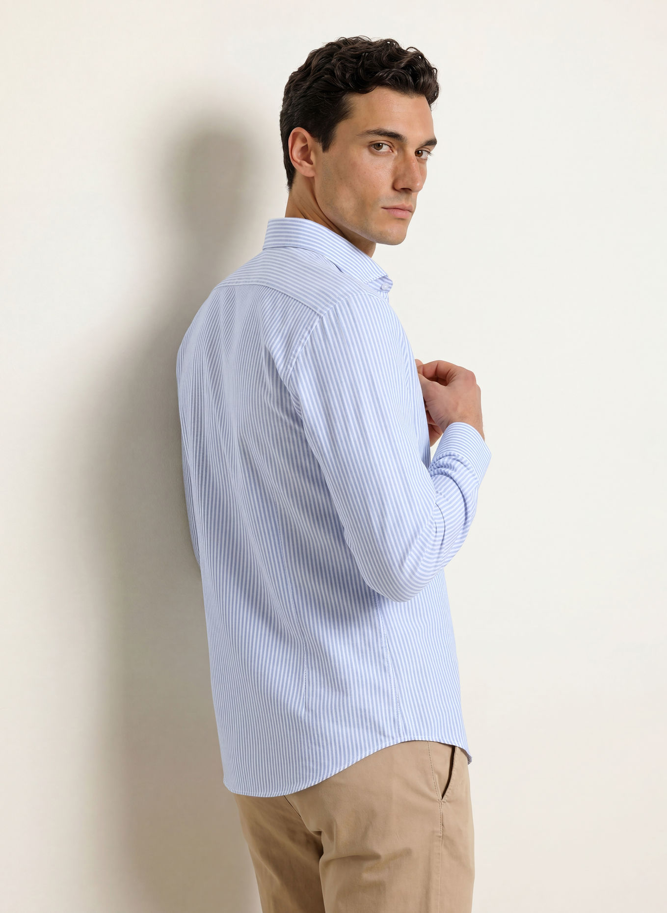 STROKESMAN'S Koszula o kroju slim fit: JASNONIEBIESKI / BIAŁY