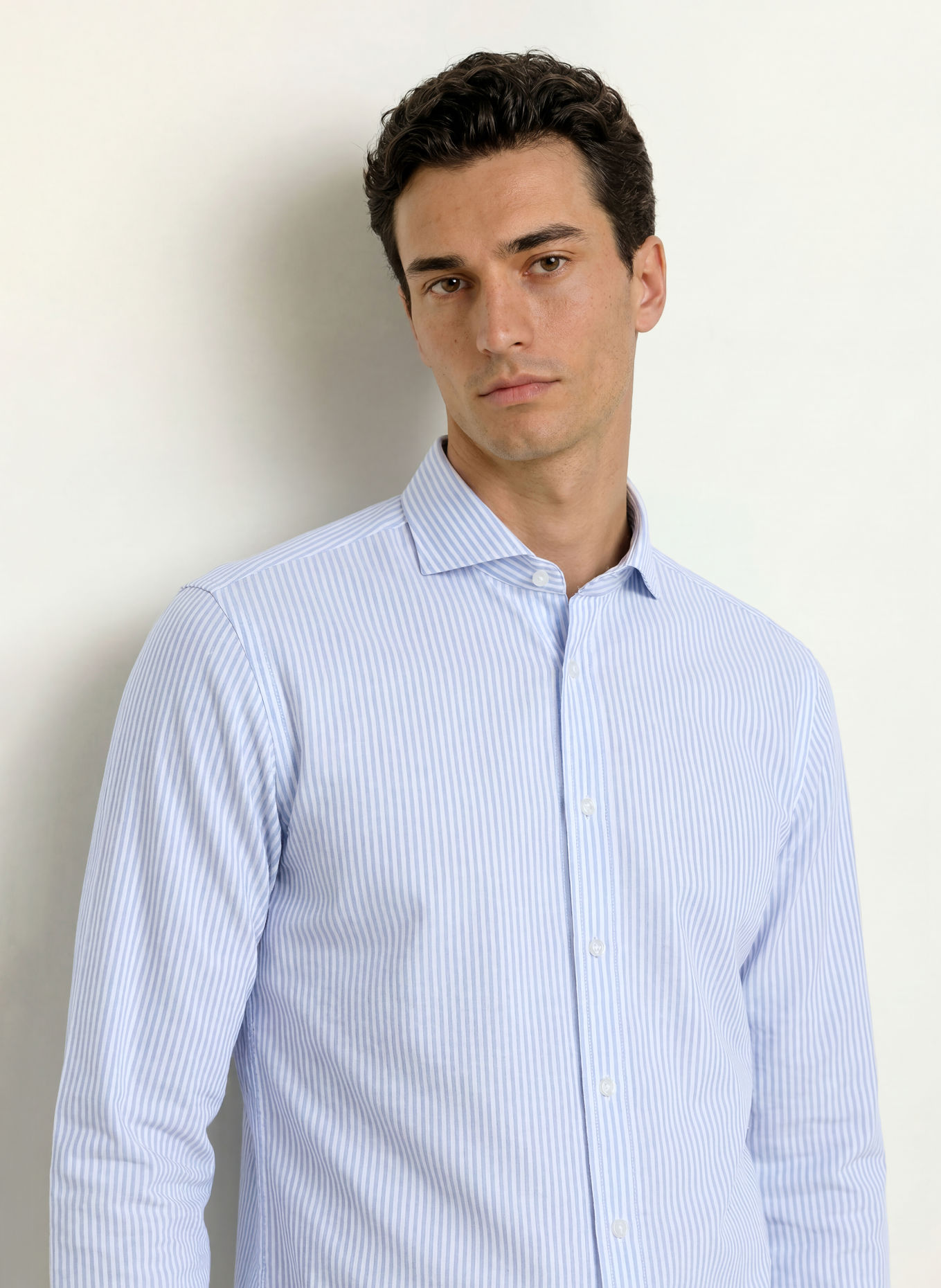 STROKESMAN'S Koszula o kroju slim fit: JASNONIEBIESKI / BIAŁY