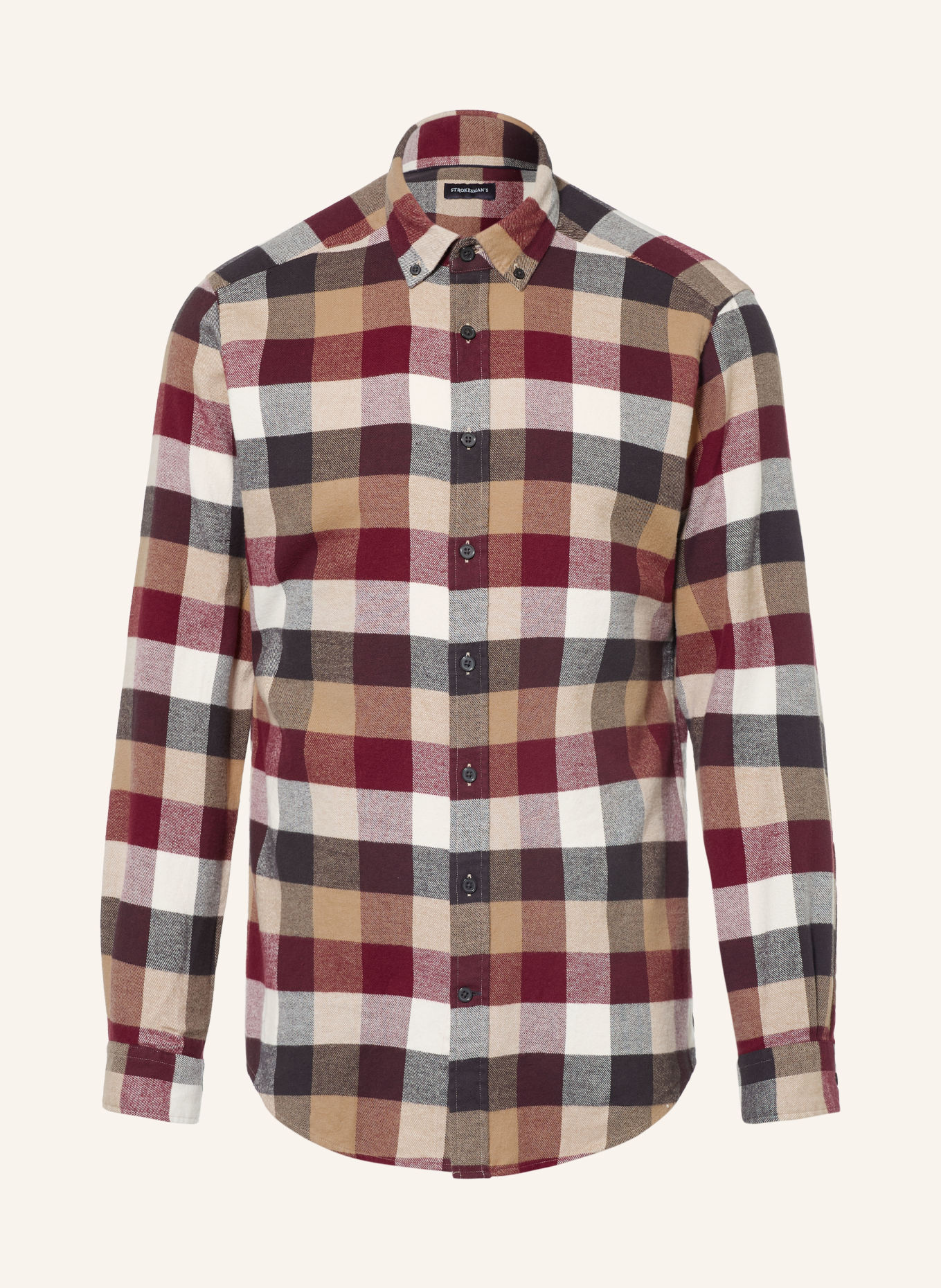 STROKESMAN'S Cămașă din flanelă, croială slim fit: ROȘU ÎNCHIS / BEJ / NEGRU
