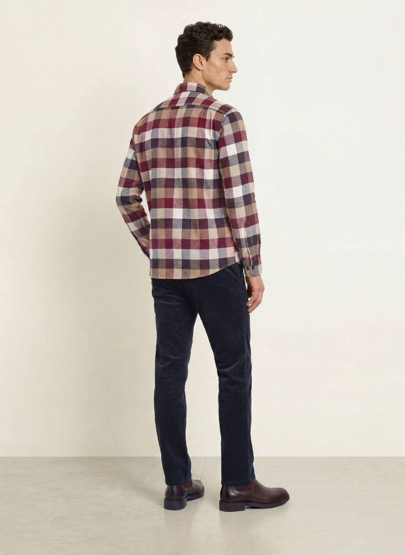STROKESMAN'S Cămașă din flanelă, croială slim fit: ROȘU ÎNCHIS / BEJ / NEGRU