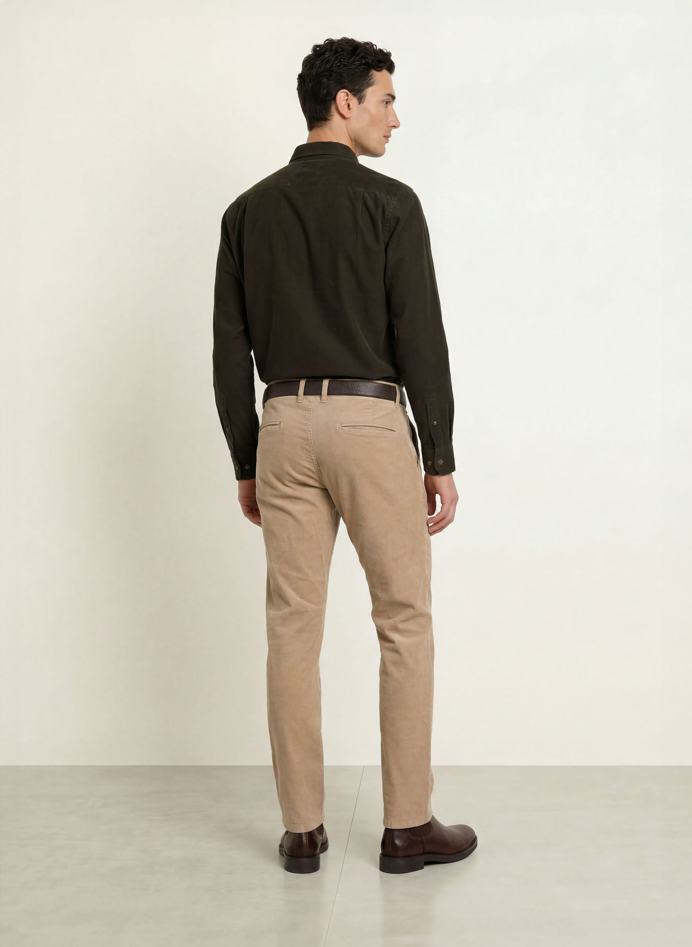 STROKESMAN'S Cămașă din velur, croială slim fit: OLIV