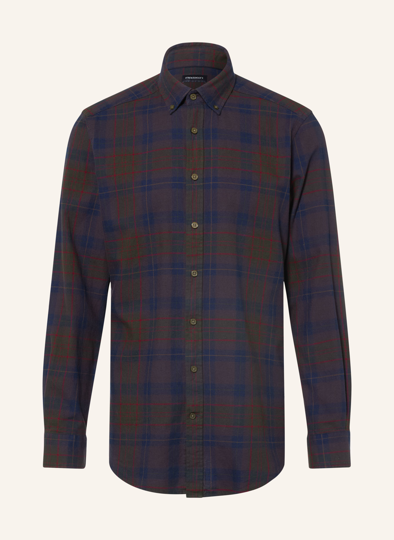 STROKESMAN'S Cămașă din flanel, croială regular: OLIV / ROȘU ÎNCHIS / ALBASTRU ÎNCHIS