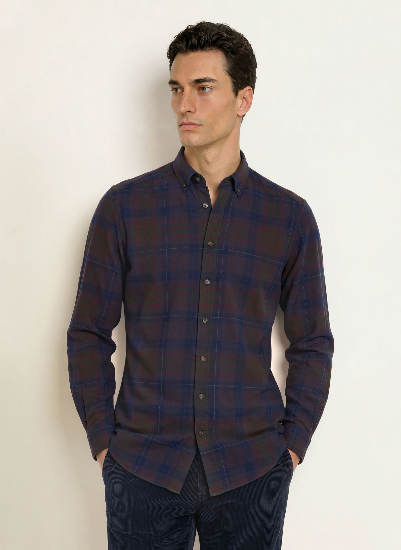STROKESMAN'S Cămașă din flanel, croială regular: OLIV / ROȘU ÎNCHIS / ALBASTRU ÎNCHIS