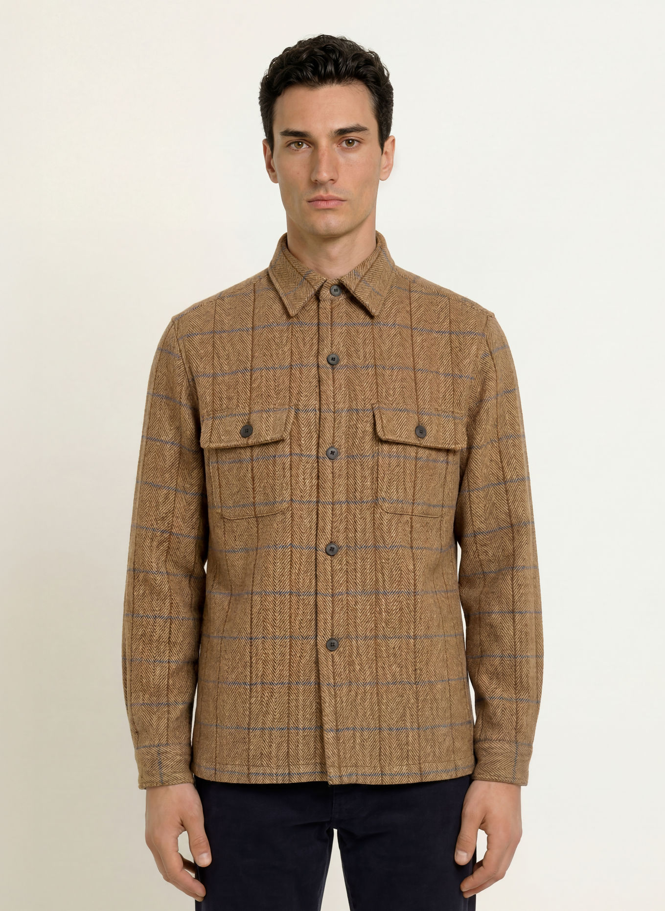 STROKESMAN'S Overshirt: DARK BROWN / OLIVE / DARK BLUE