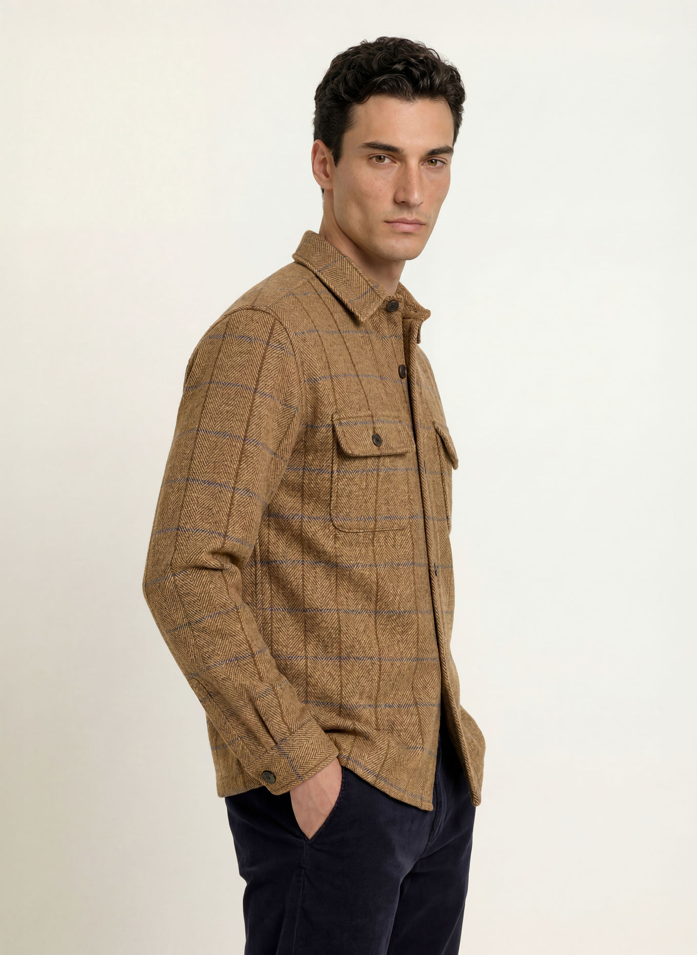 STROKESMAN'S Overshirt: DARK BROWN / OLIVE / DARK BLUE