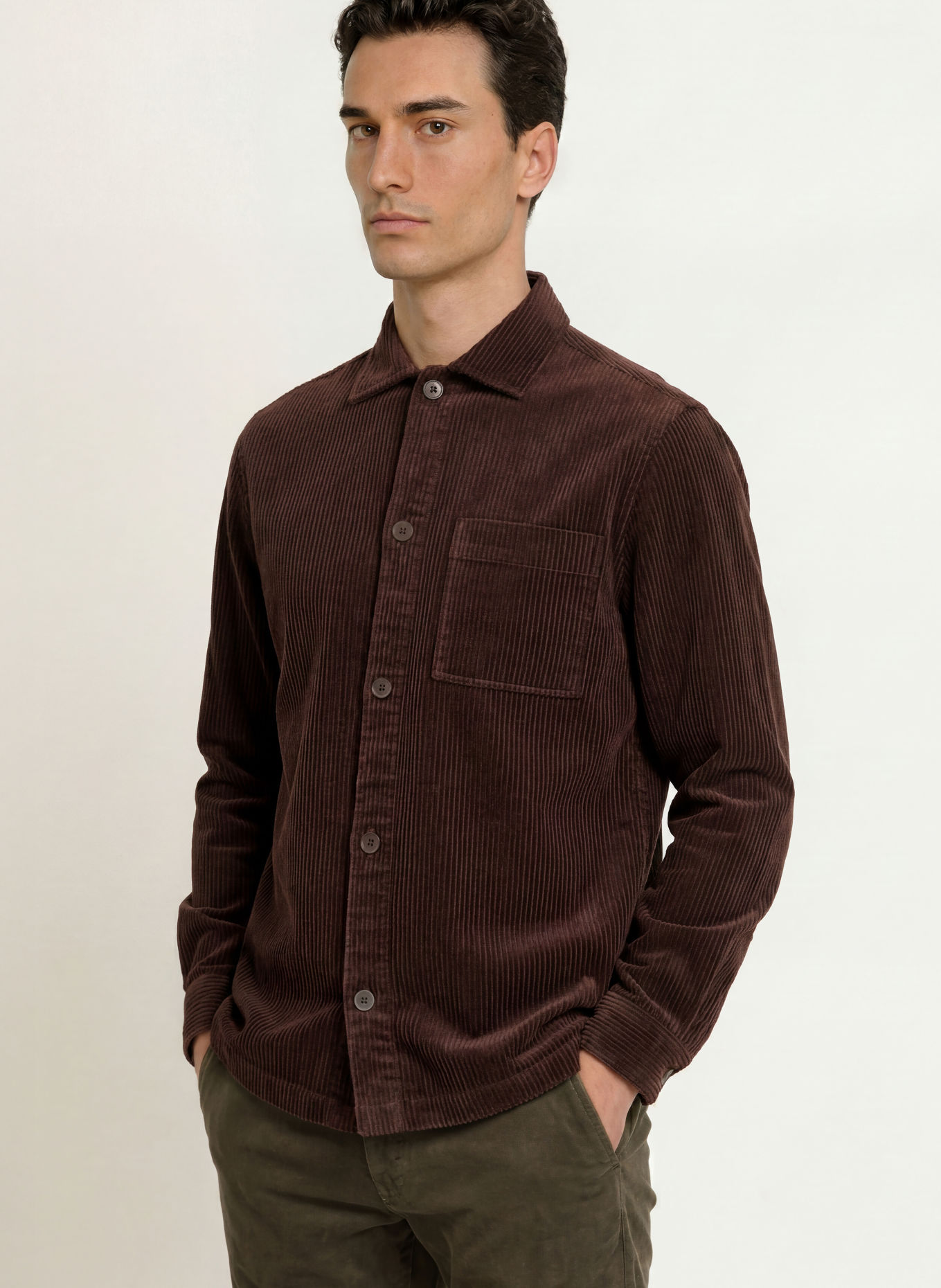 STROKESMAN'S Corduroy overshirt: DARK BROWN