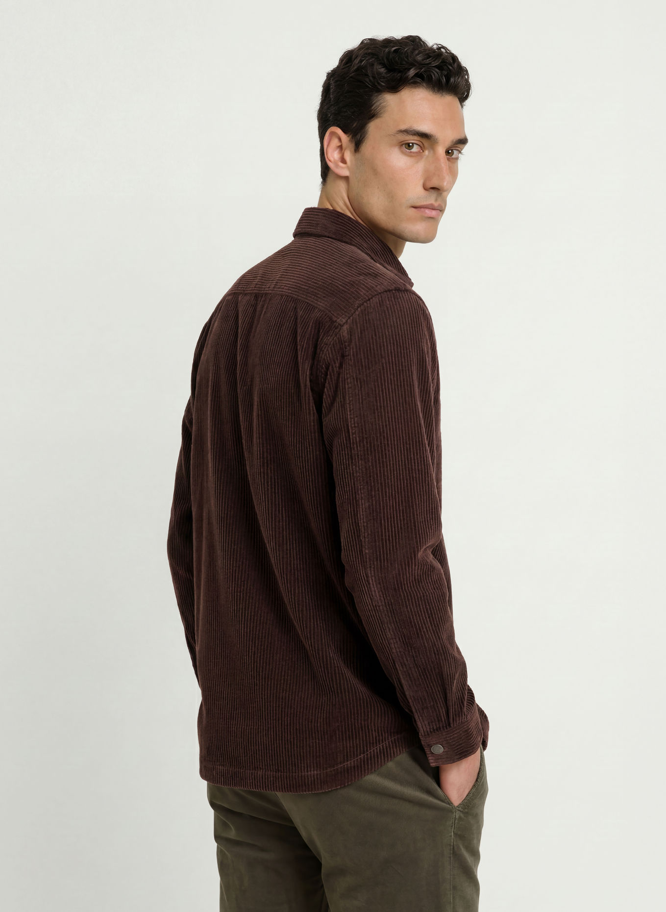 STROKESMAN'S Corduroy overshirt: DARK BROWN