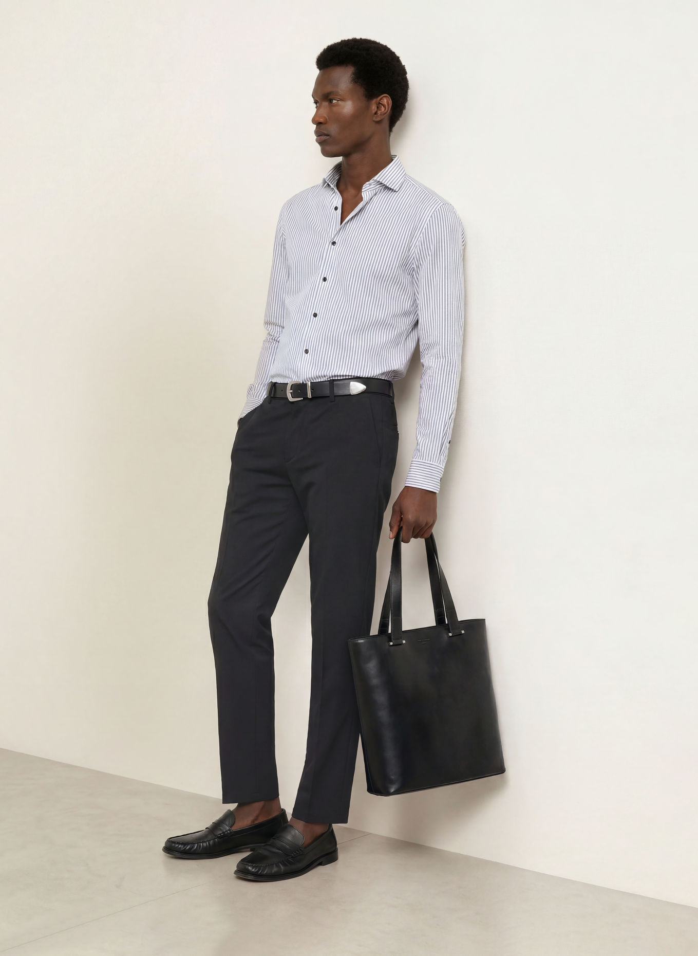 PAUL Koszula o kroju Shaped Fit: BIAŁY / CZARNY