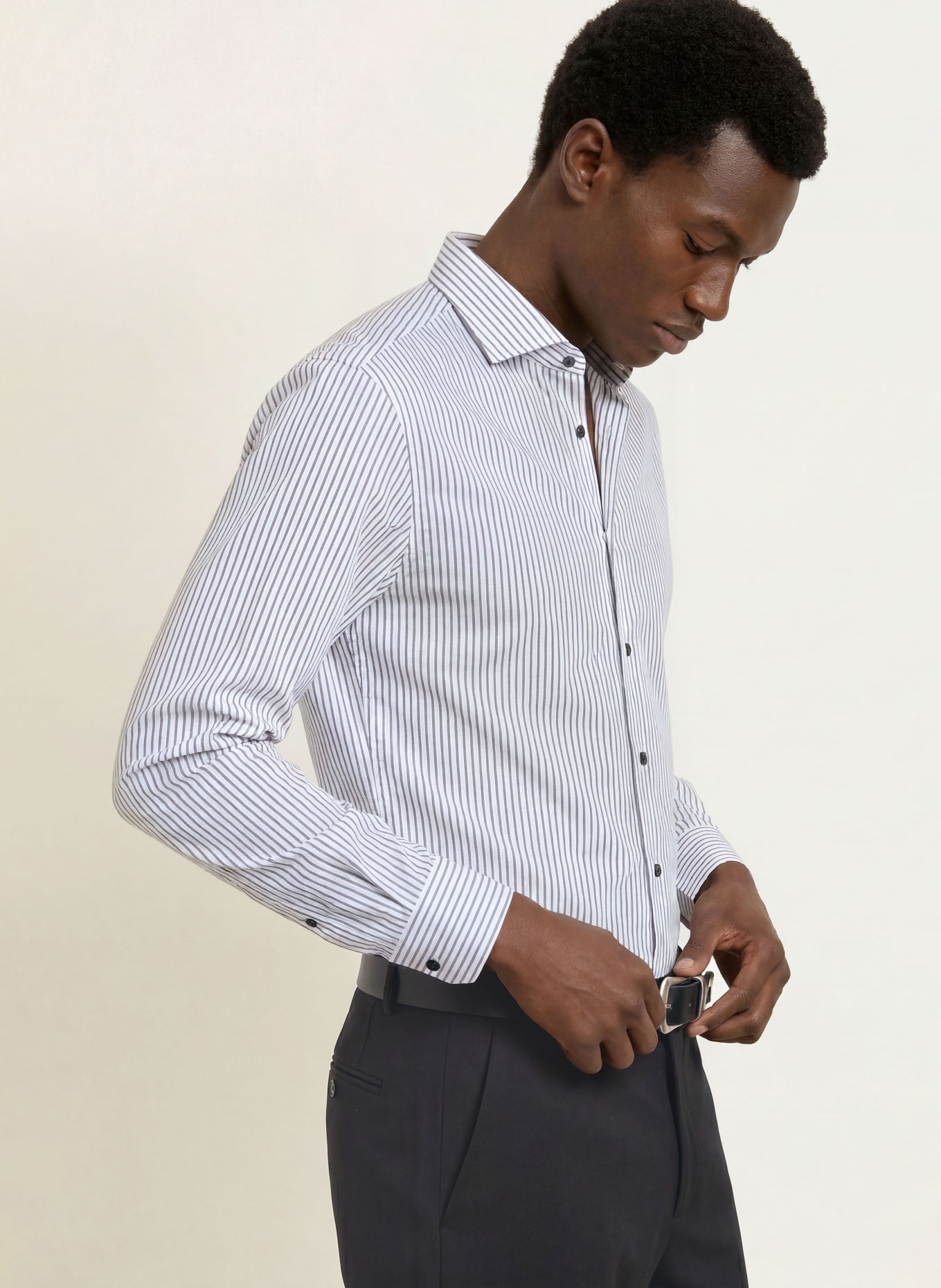 PAUL Koszula o kroju Shaped Fit: BIAŁY / CZARNY