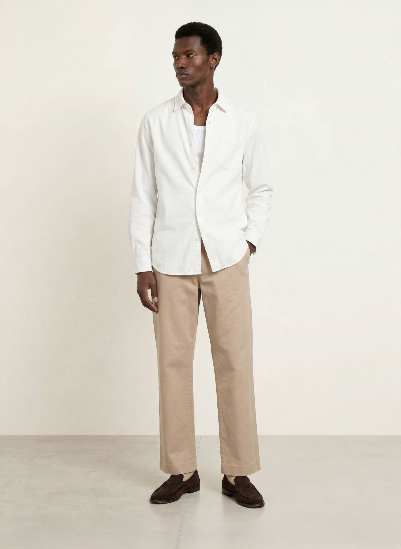 PAUL Cordskjorta Comfort Fit: VIT