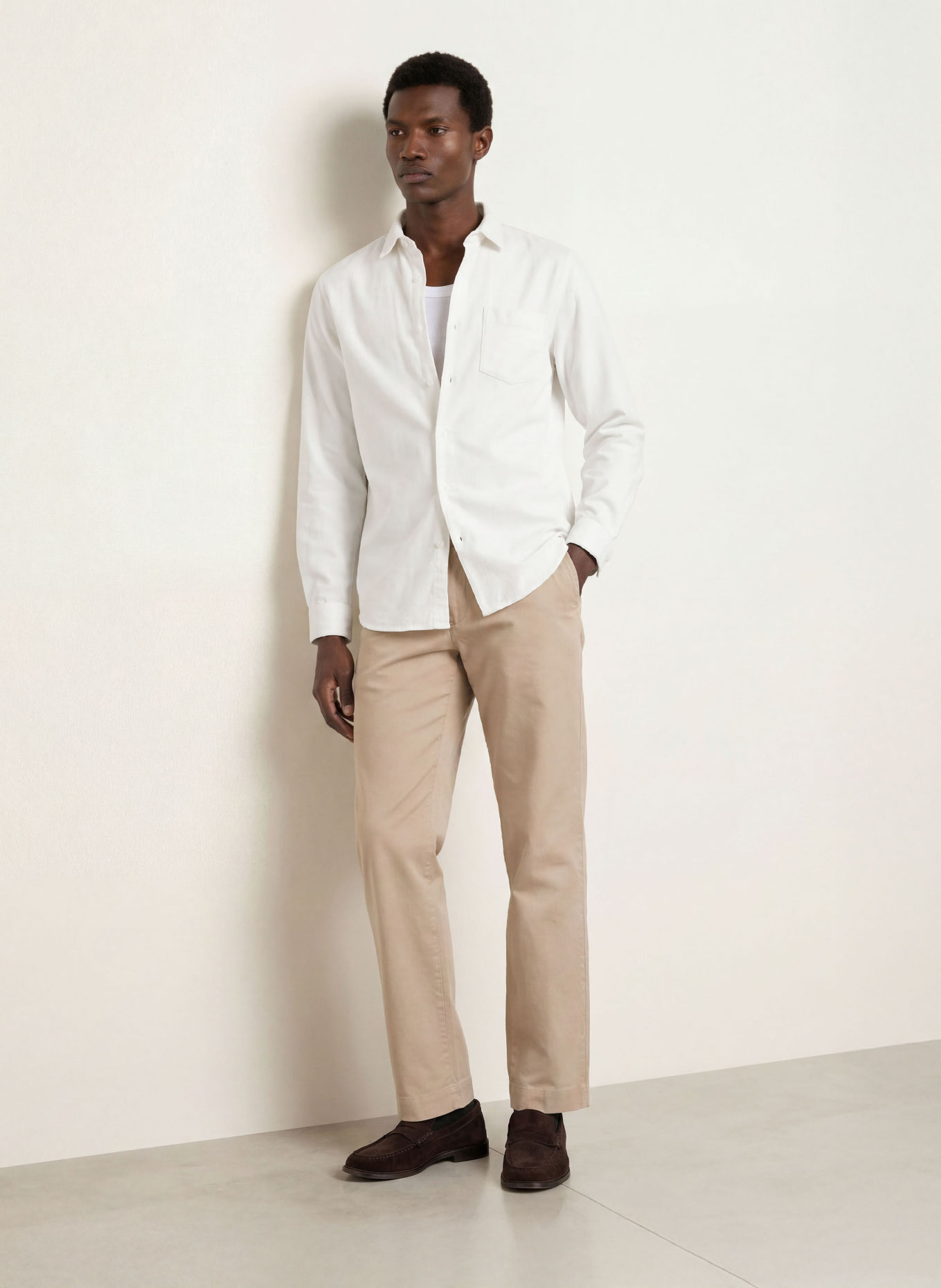 PAUL Cordskjorta Comfort Fit: VIT