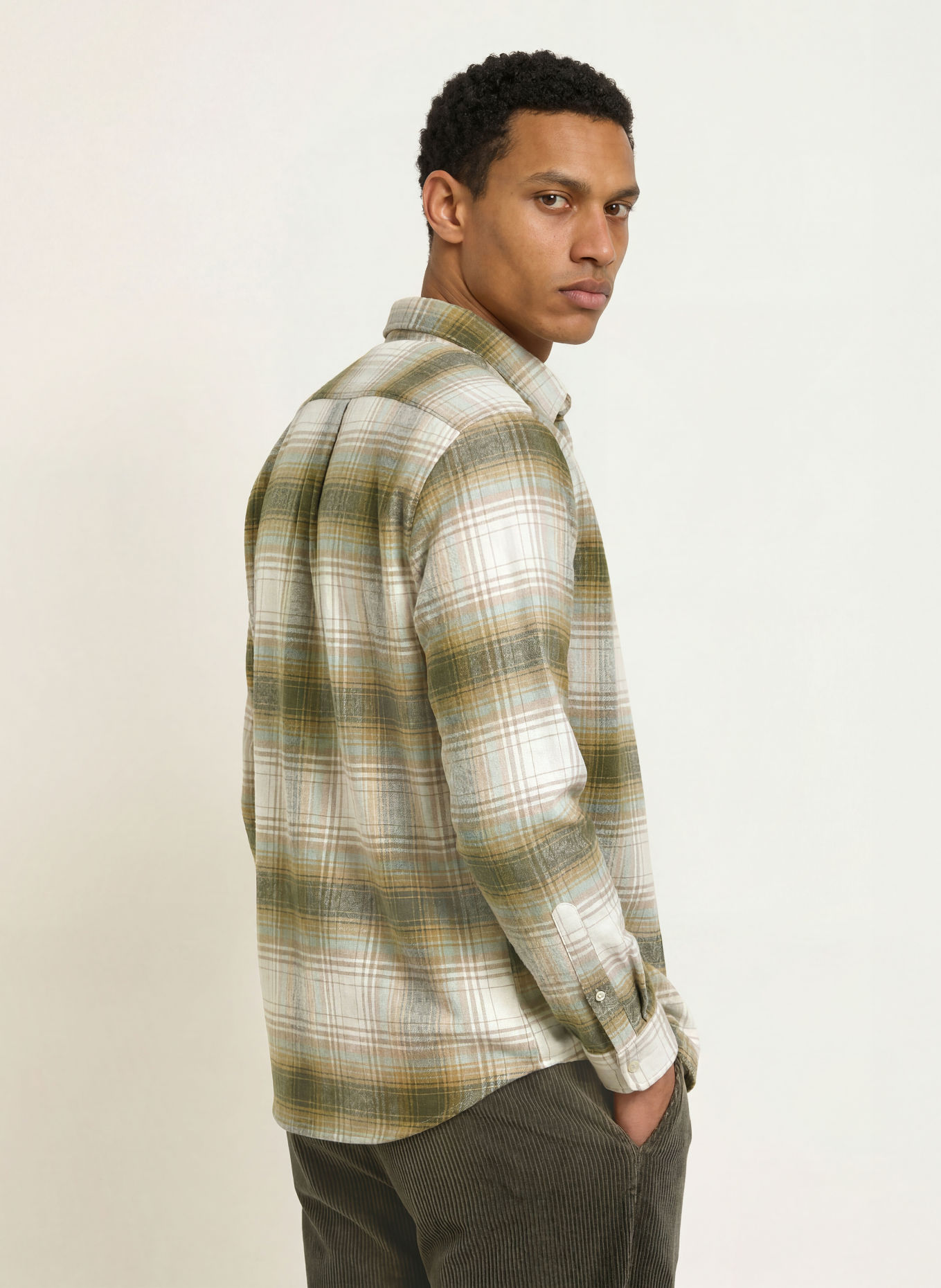 PAUL Koszula flanelowa o kroju slim fit: KHAKI / KREMOWY / MIĘTOWY