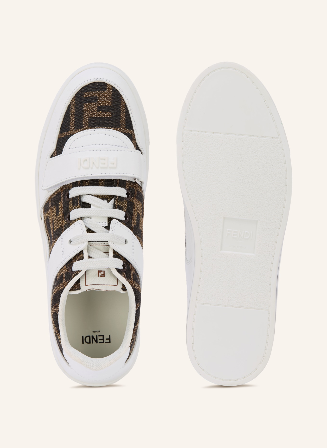 FENDI Sneakers: WIT / LICHTBRUIN / MARRON FONCÉ