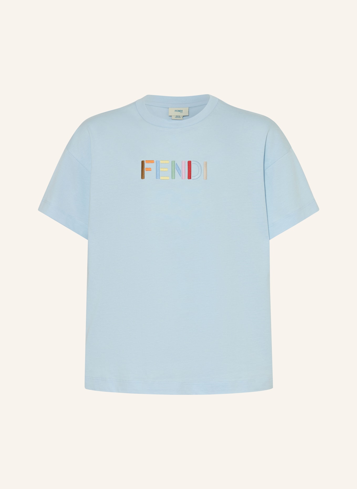 FENDI T-Shirt: HELLBLAU / BRAUN / ROSA