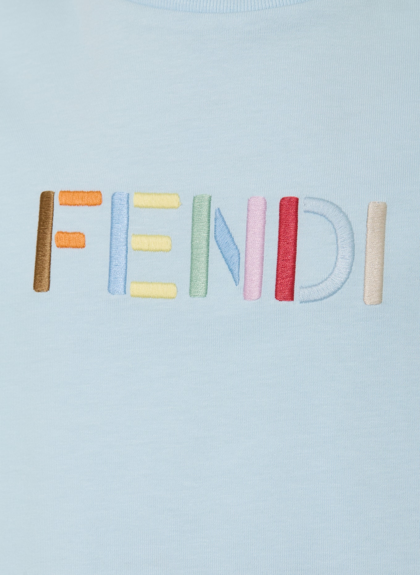 FENDI T-Shirt: HELLBLAU / BRAUN / ROSA