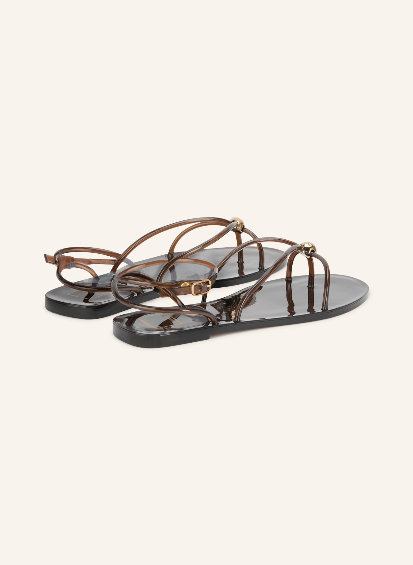 Dolce Vita KENLEY VINYL Sandals: DARK BROWN / GOLD