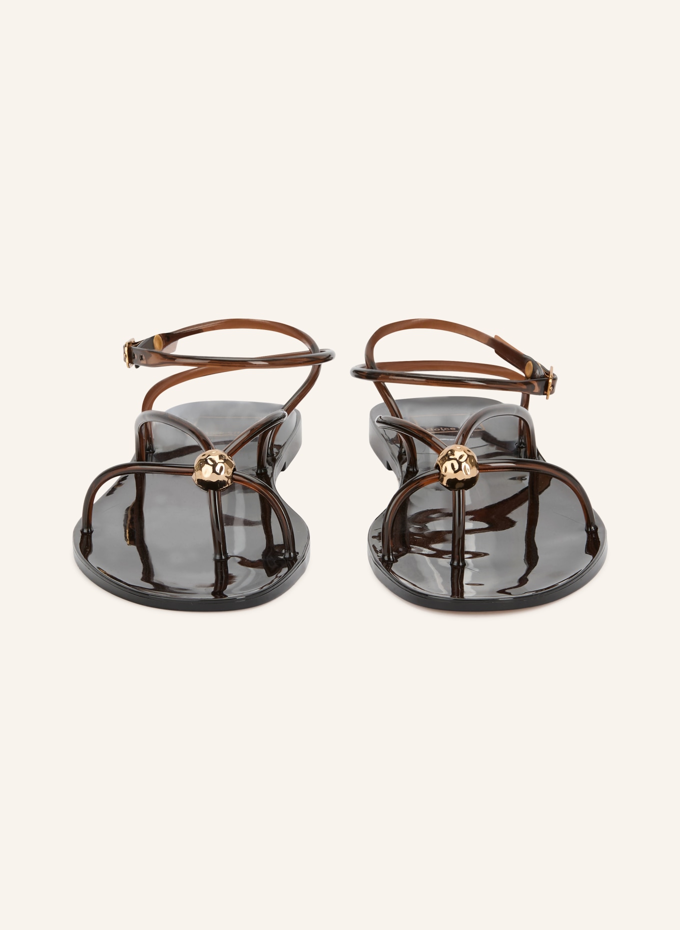 Dolce Vita KENLEY VINYL Sandals: DARK BROWN / GOLD
