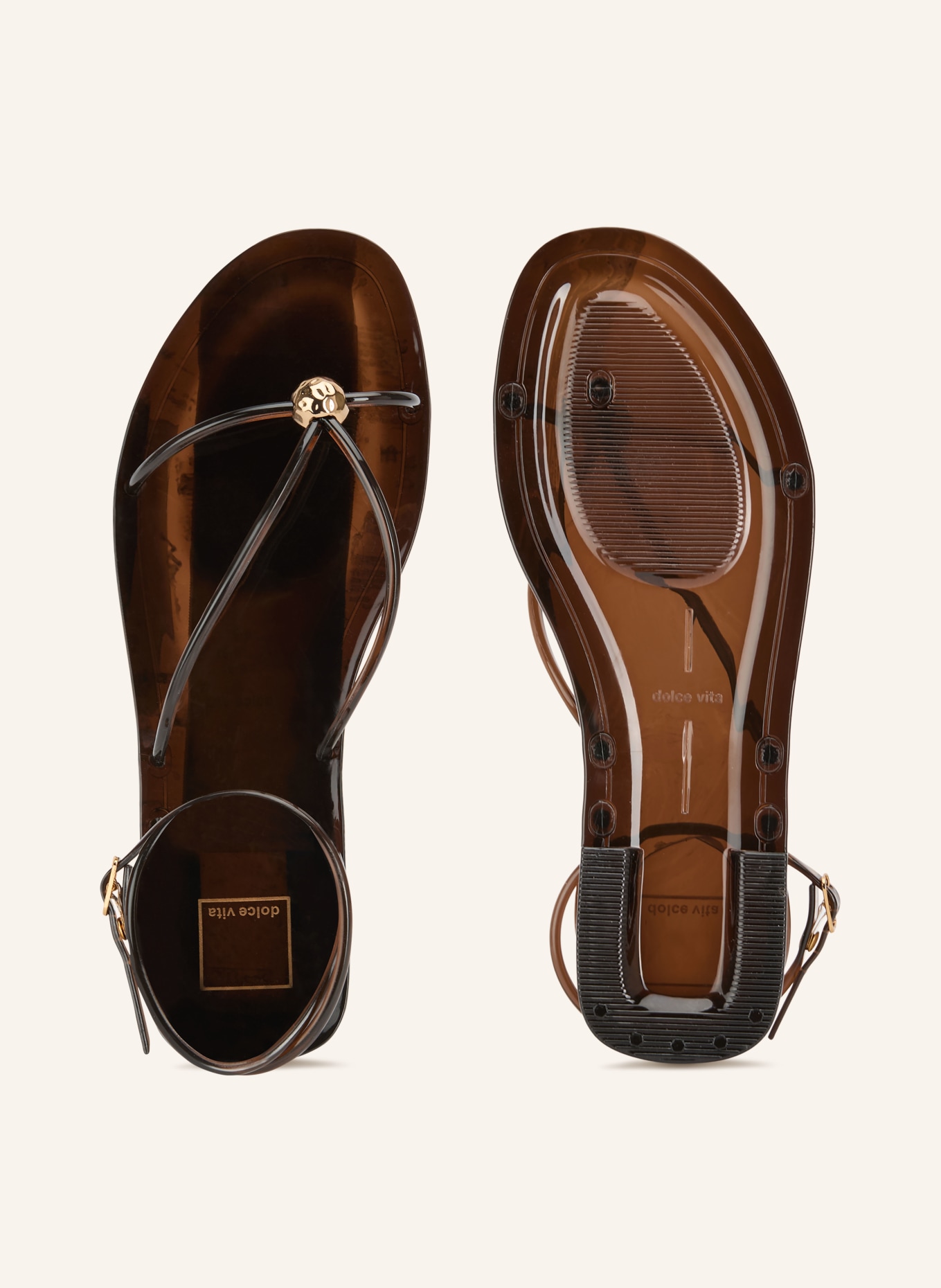 Dolce Vita KENLEY VINYL Sandals: DARK BROWN / GOLD