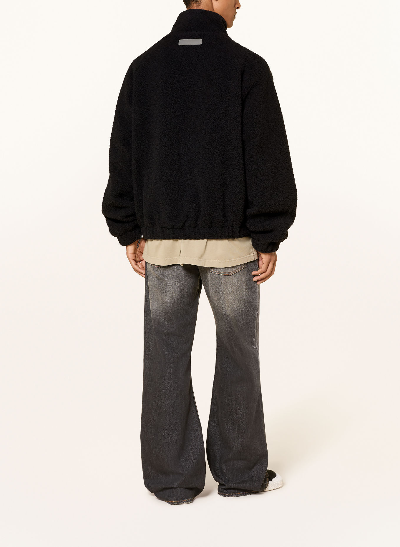 FLÂNEUR Teddyfell-Jacke FLEECE: SCHWARZ