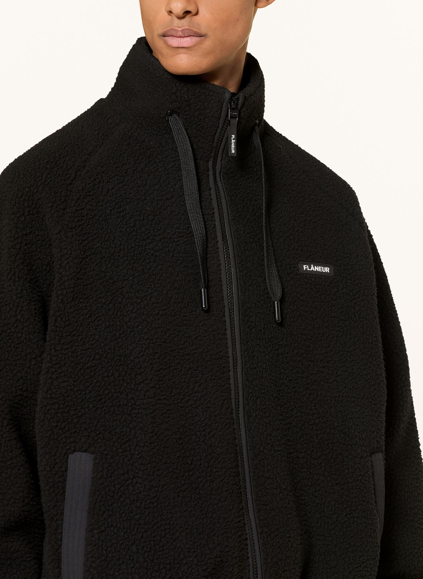 FLÂNEUR Teddyfell-Jacke FLEECE: SCHWARZ
