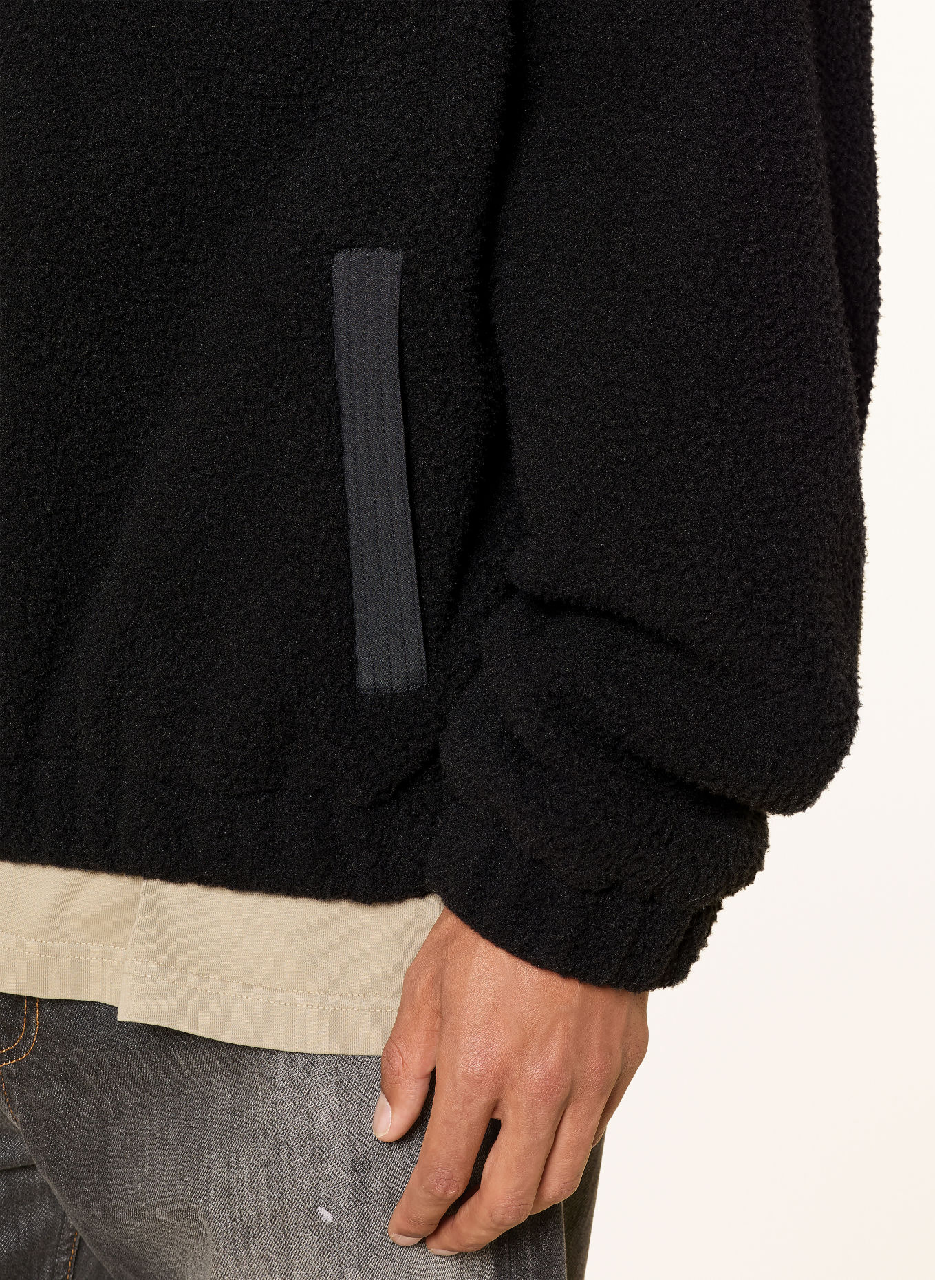 FLÂNEUR Teddyfell-Jacke FLEECE: SCHWARZ