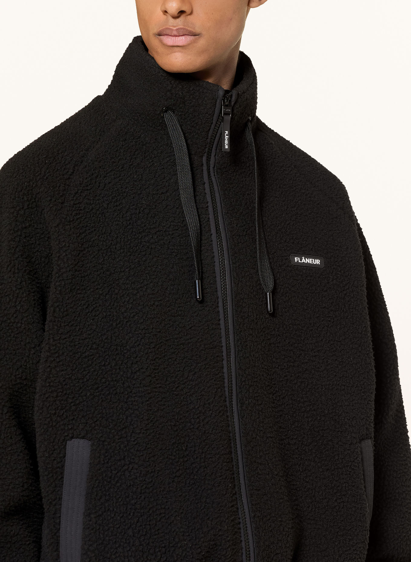 FLÂNEUR Teddyfell-Jacke FLEECE: SCHWARZ